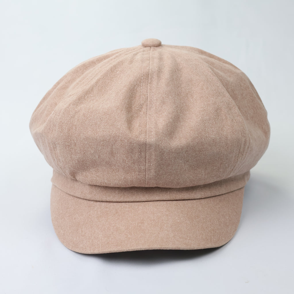 Brookside New York Newsboy Cap - Beige Cotton Baker Boy Thrifted Hat