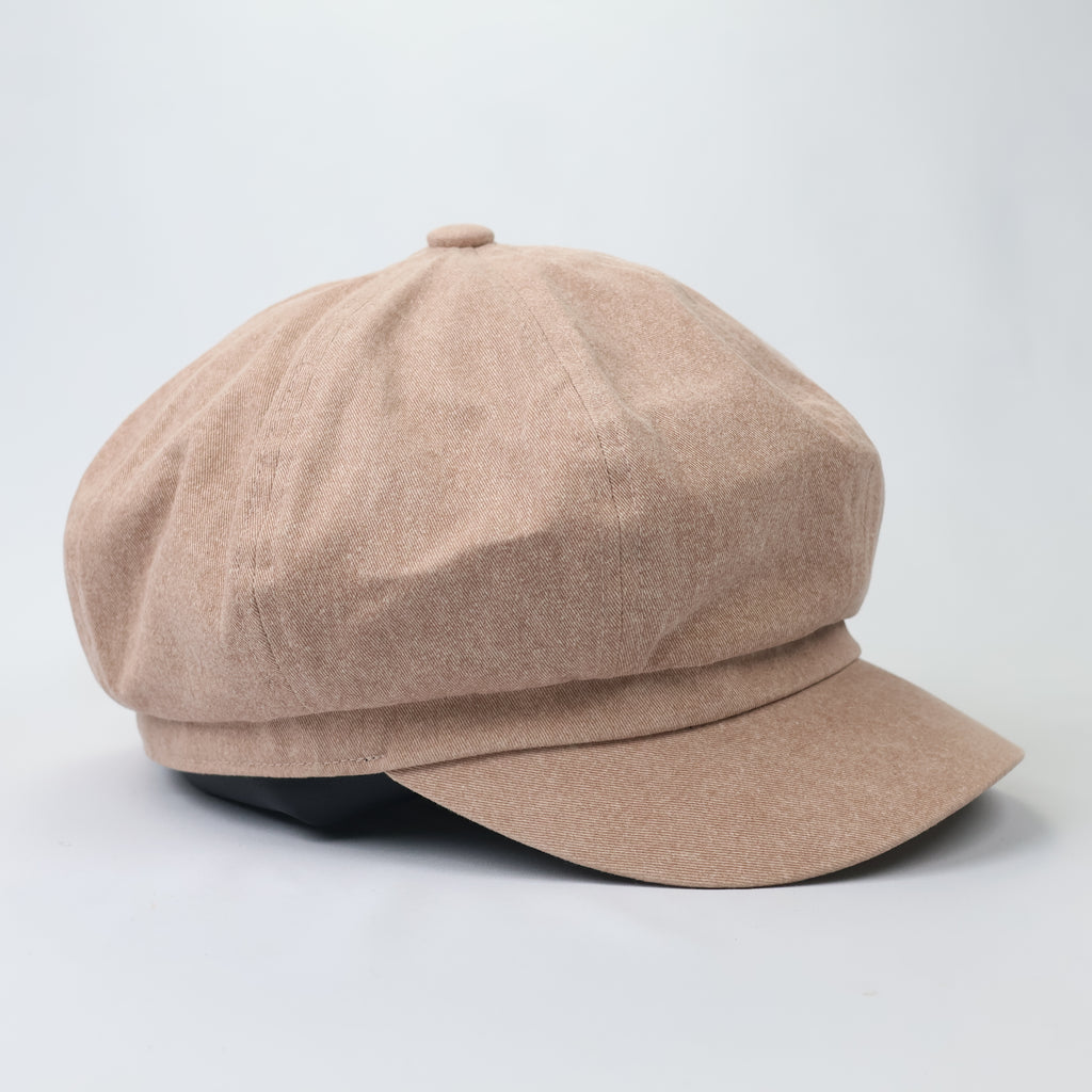 Brookside New York Newsboy Cap - Beige Cotton Baker Boy Thrifted Hat
