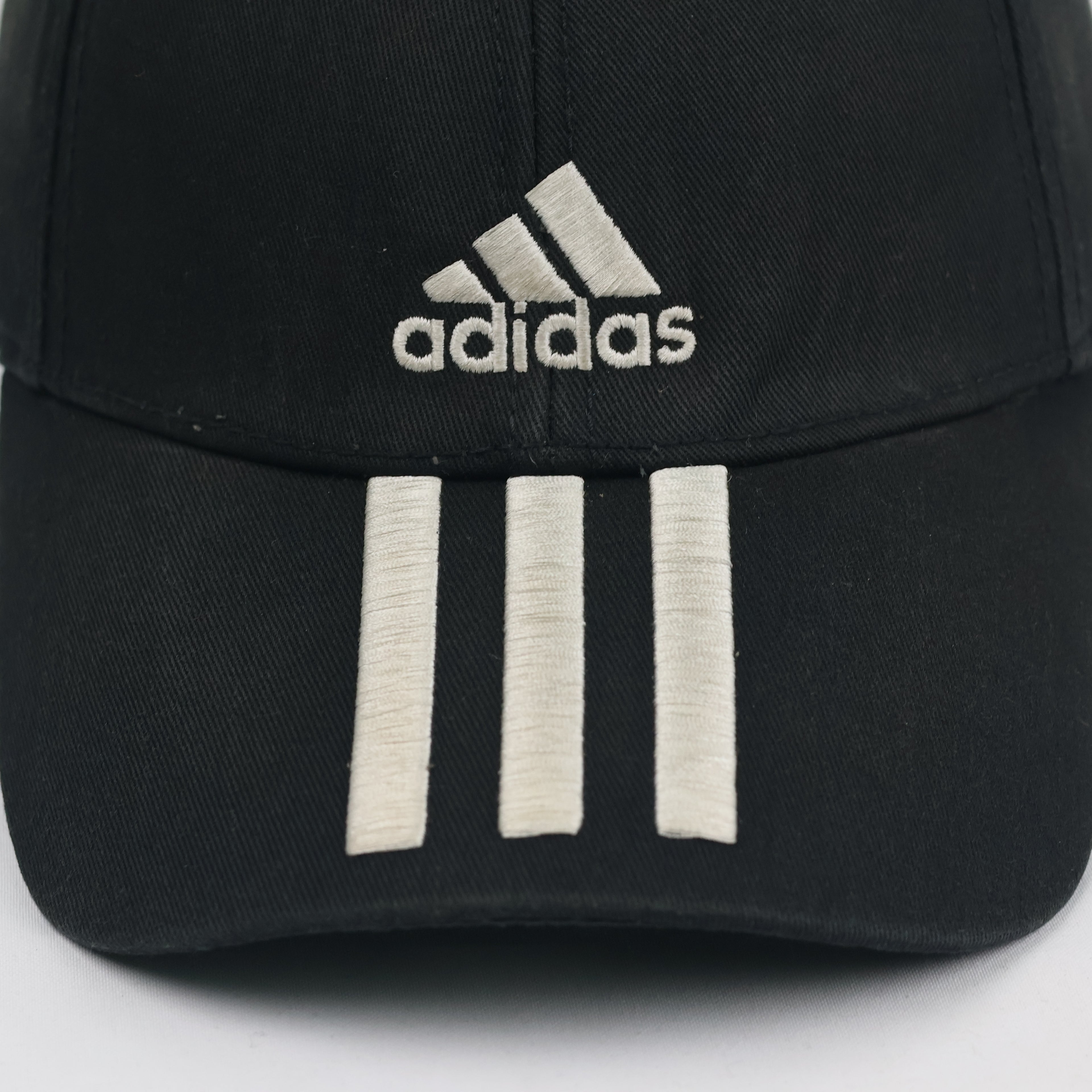 Thrifted Adidas Performance Curved Brim Cap - Faded Black Cotton Strapback Hat
