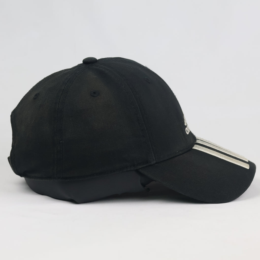 Thrifted Adidas Performance Curved Brim Cap - Faded Black Cotton Strapback Hat