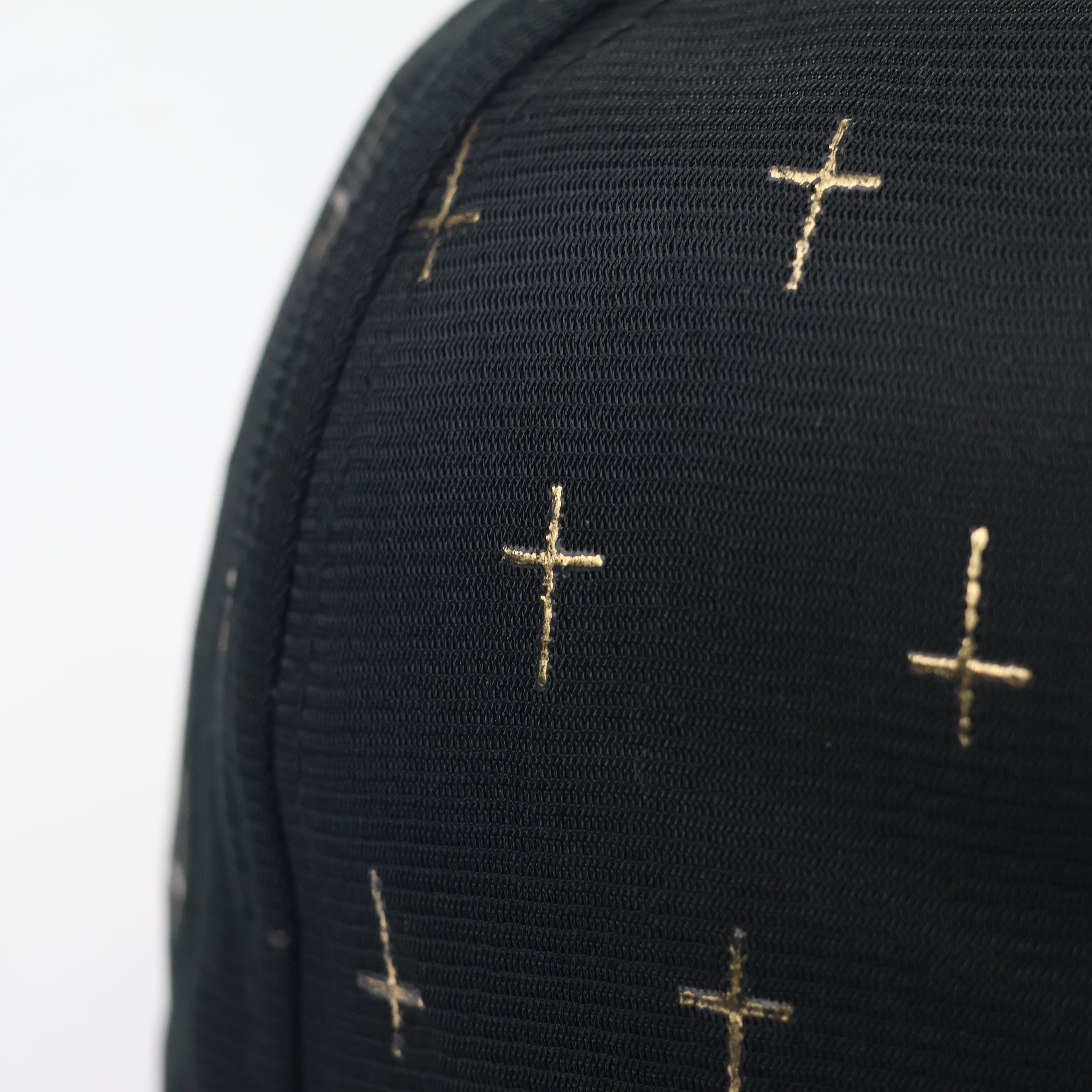 Gothic Gold Cross Pattern Snapback Hat - Black Streetwear Cap