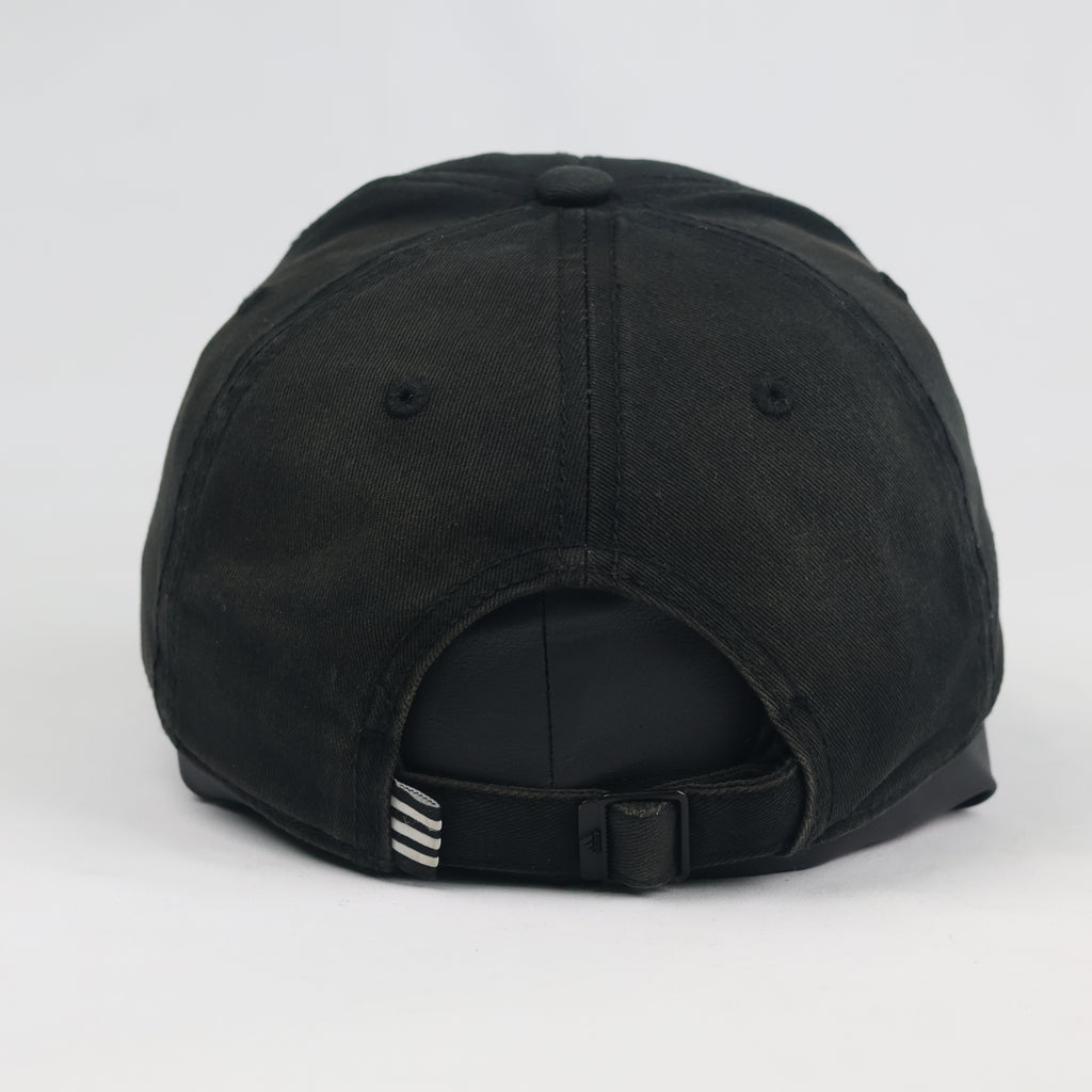 Thrifted Adidas Performance Curved Brim Cap - Faded Black Cotton Strapback Hat