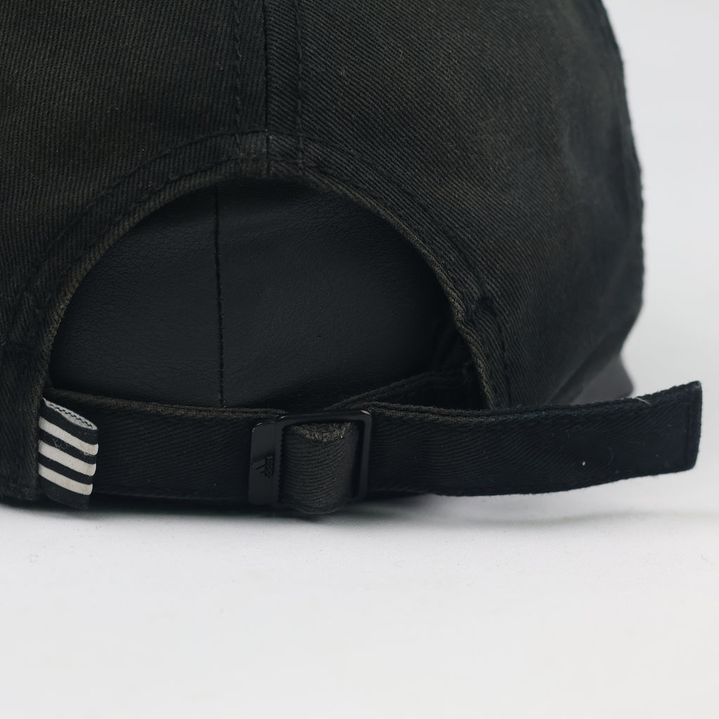 Thrifted Adidas Performance Curved Brim Cap - Faded Black Cotton Strapback Hat