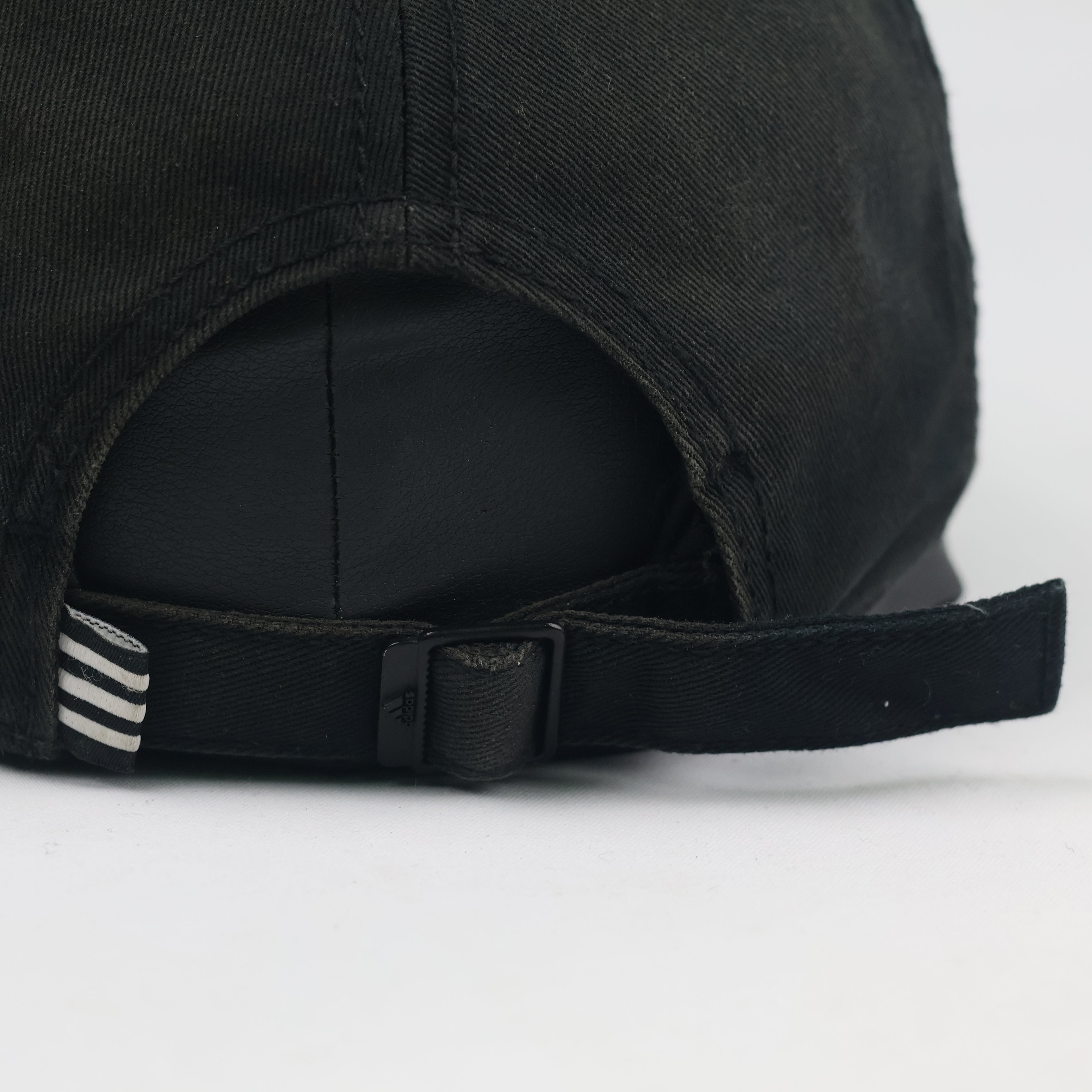 Thrifted Adidas Performance Curved Brim Cap - Faded Black Cotton Strapback Hat