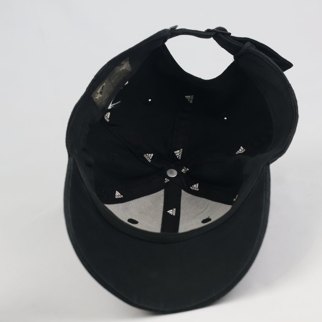 Thrifted Adidas Performance Curved Brim Cap - Faded Black Cotton Strapback Hat
