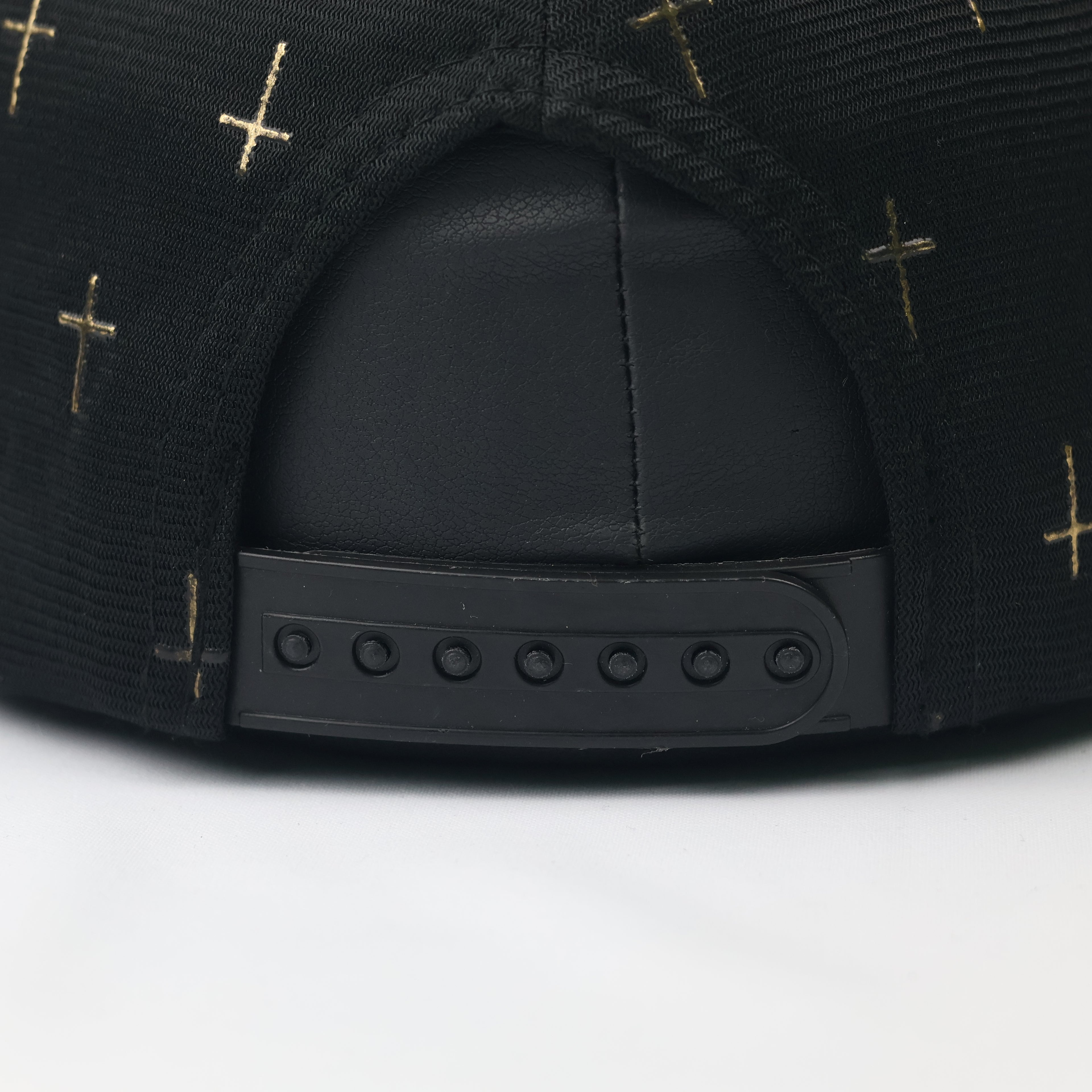 Gothic Gold Cross Pattern Snapback Hat - Black Streetwear Cap