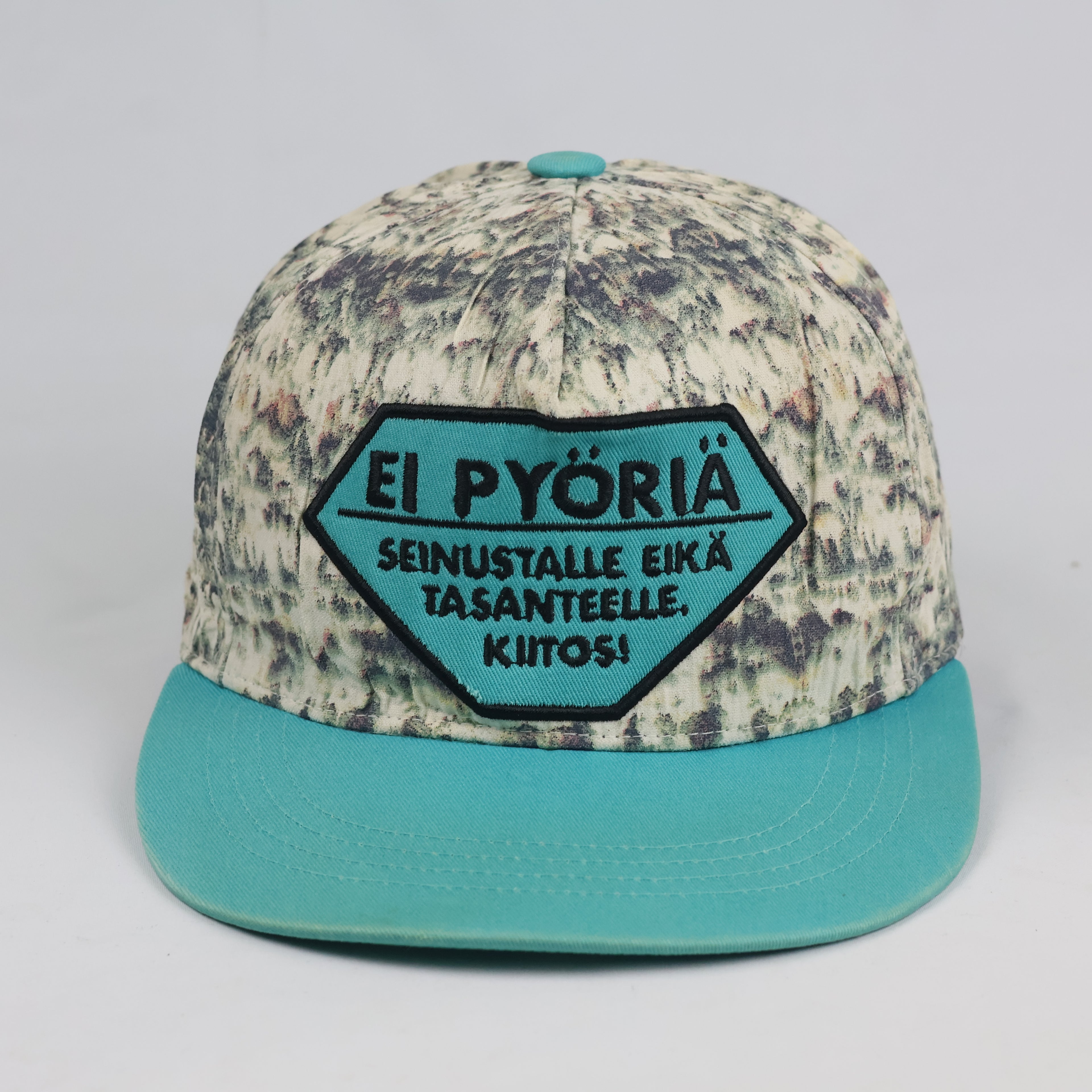 Thrifted Vintage Ei Pyöri Finnish Graphic Cap - Abstract Pattern Flat Bill Hat
