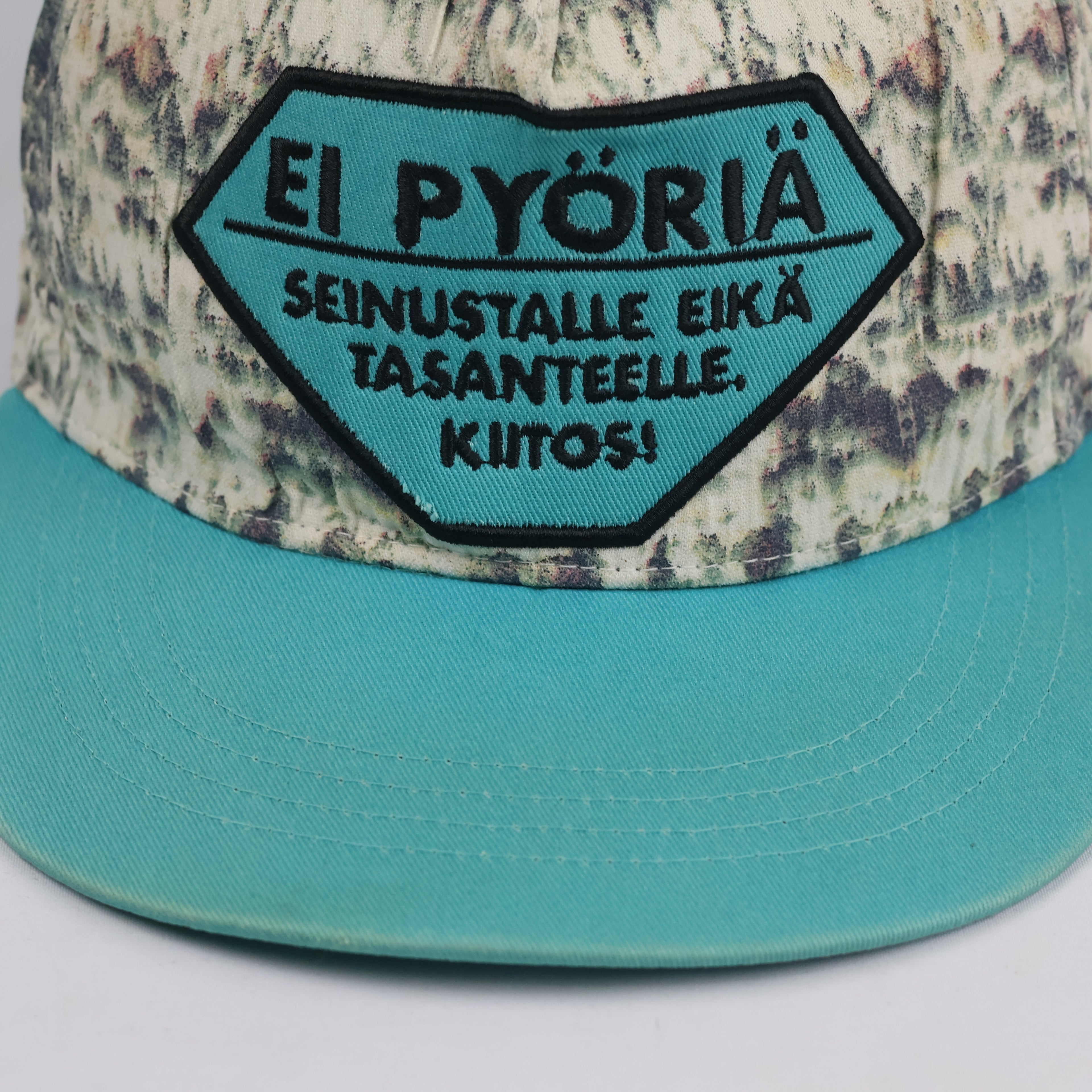Thrifted Vintage Ei Pyöri Finnish Graphic Cap - Abstract Pattern Flat Bill Hat