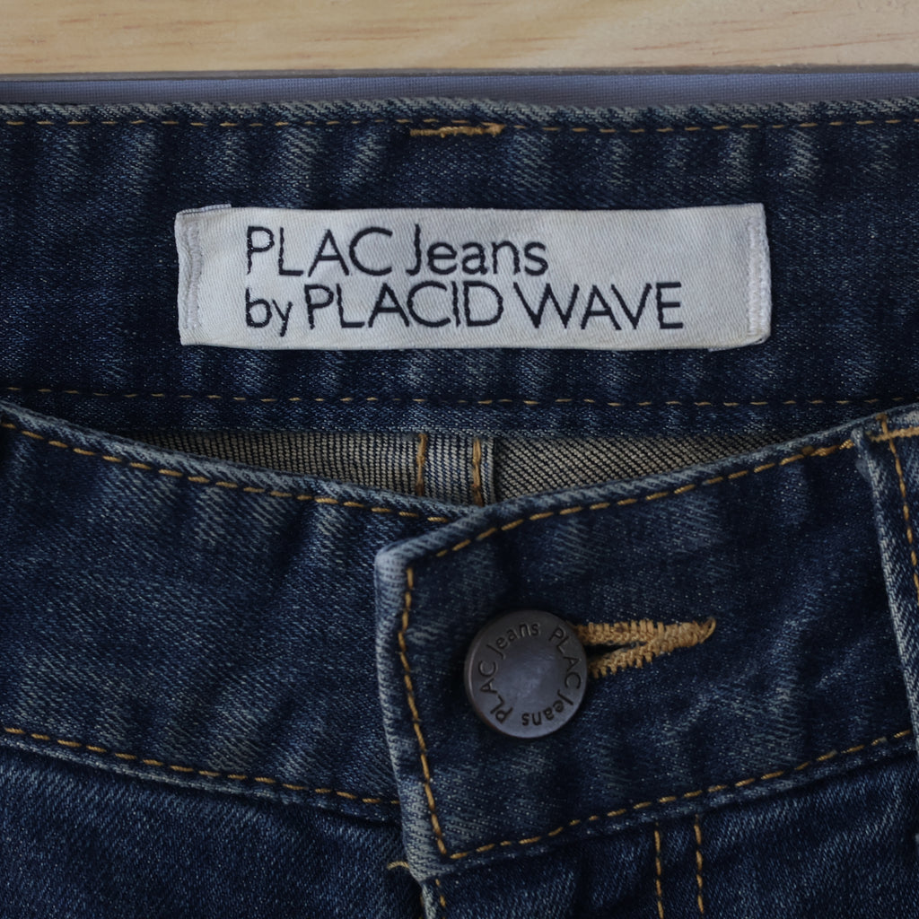 Thrifted Men's PLAC Jeans Placid Wave Blue Slim Fit Denim Waist: 32/ J1075