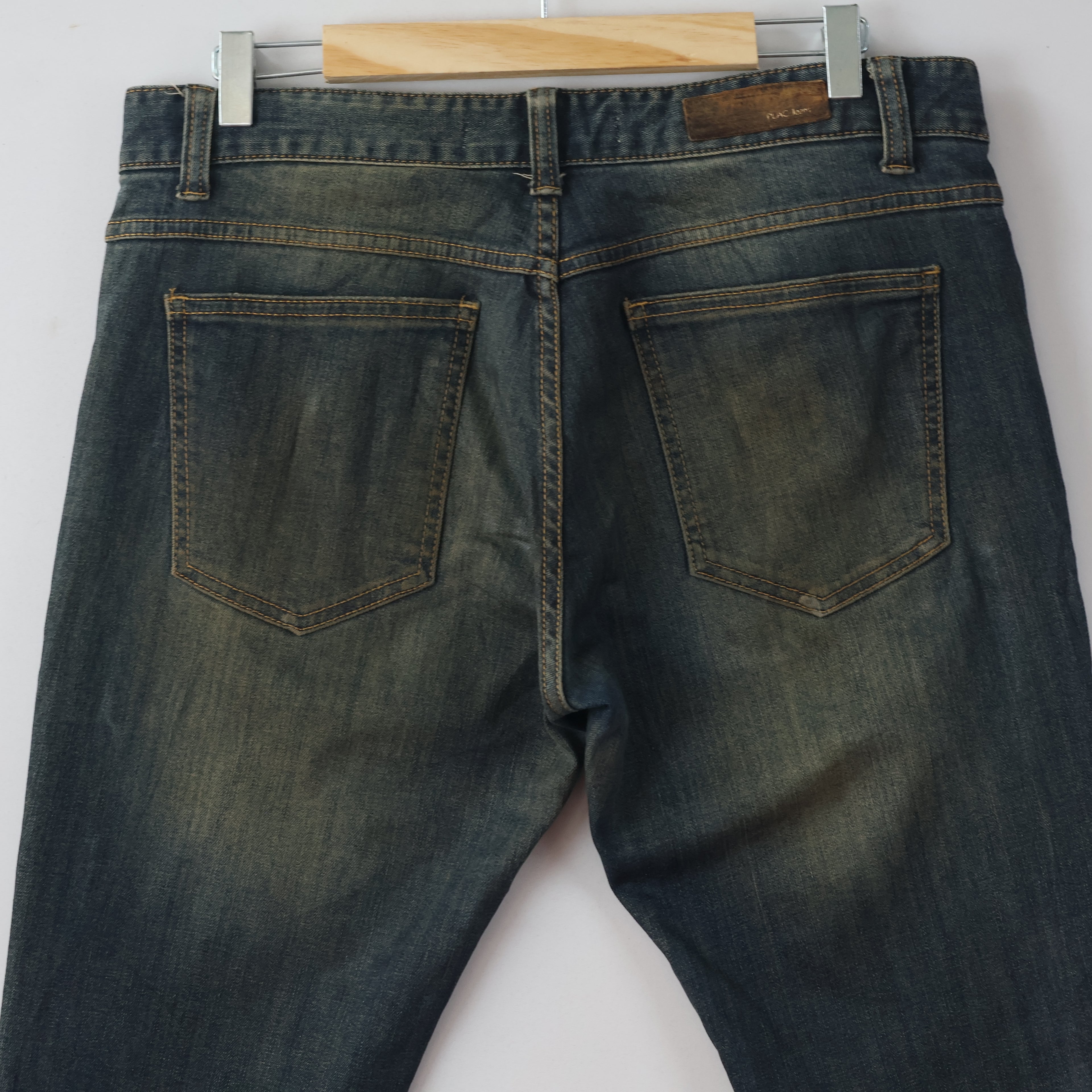Thrifted Men's PLAC Jeans Placid Wave Blue Slim Fit Denim Waist: 32/ J1075