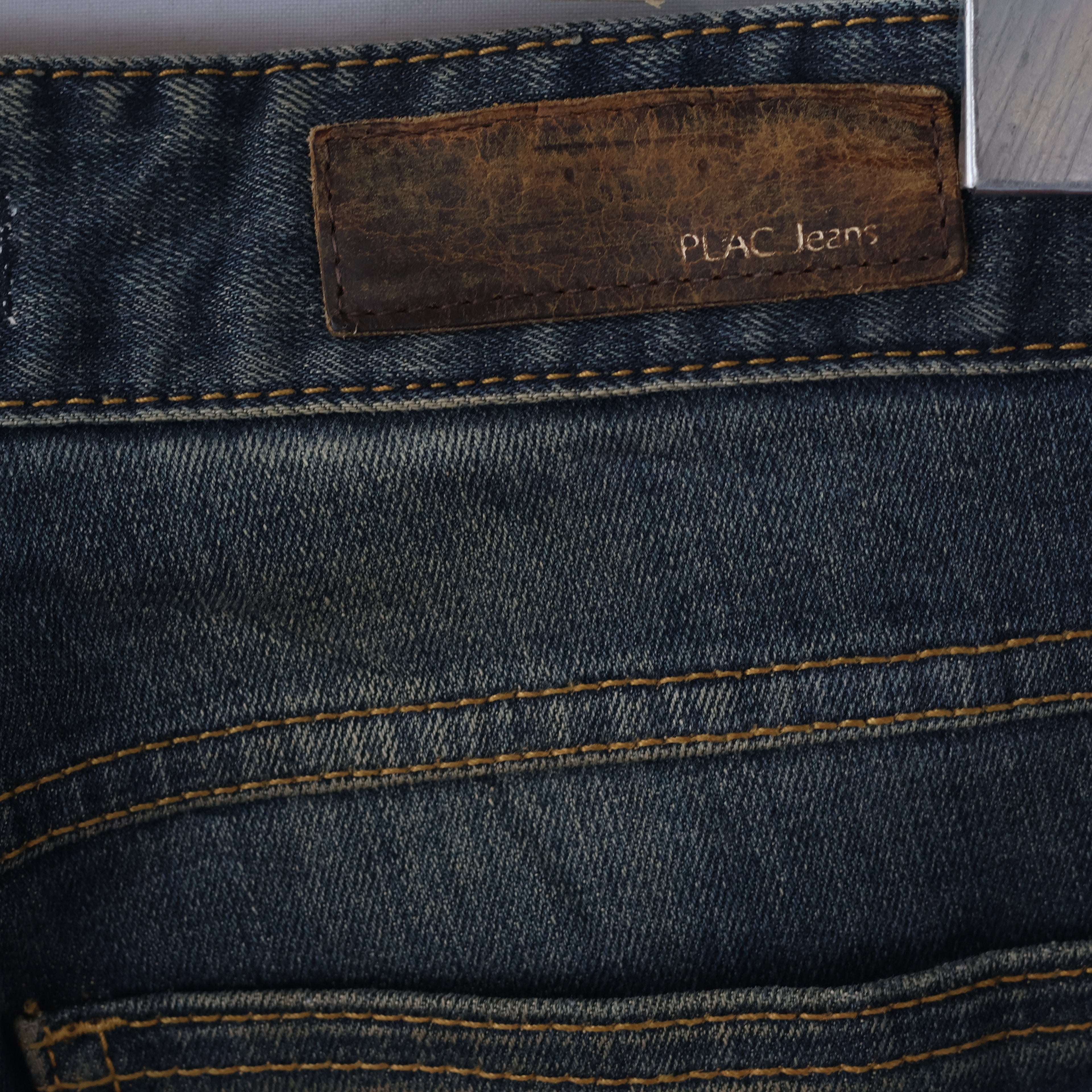 Thrifted Men's PLAC Jeans Placid Wave Blue Slim Fit Denim Waist: 32/ J1075