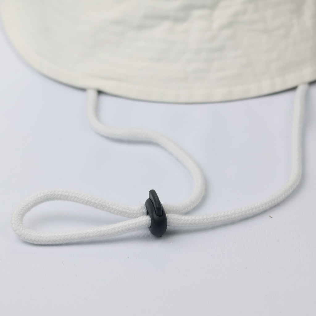 Minimalist Off-White Bucket Hat with Adjustable Chin Strap - Thrifted