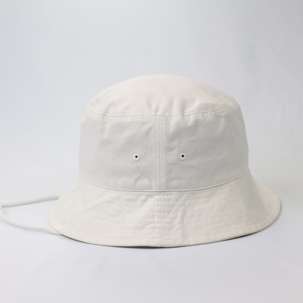 Minimalist Off-White Bucket Hat with Adjustable Chin Strap - Thrifted
