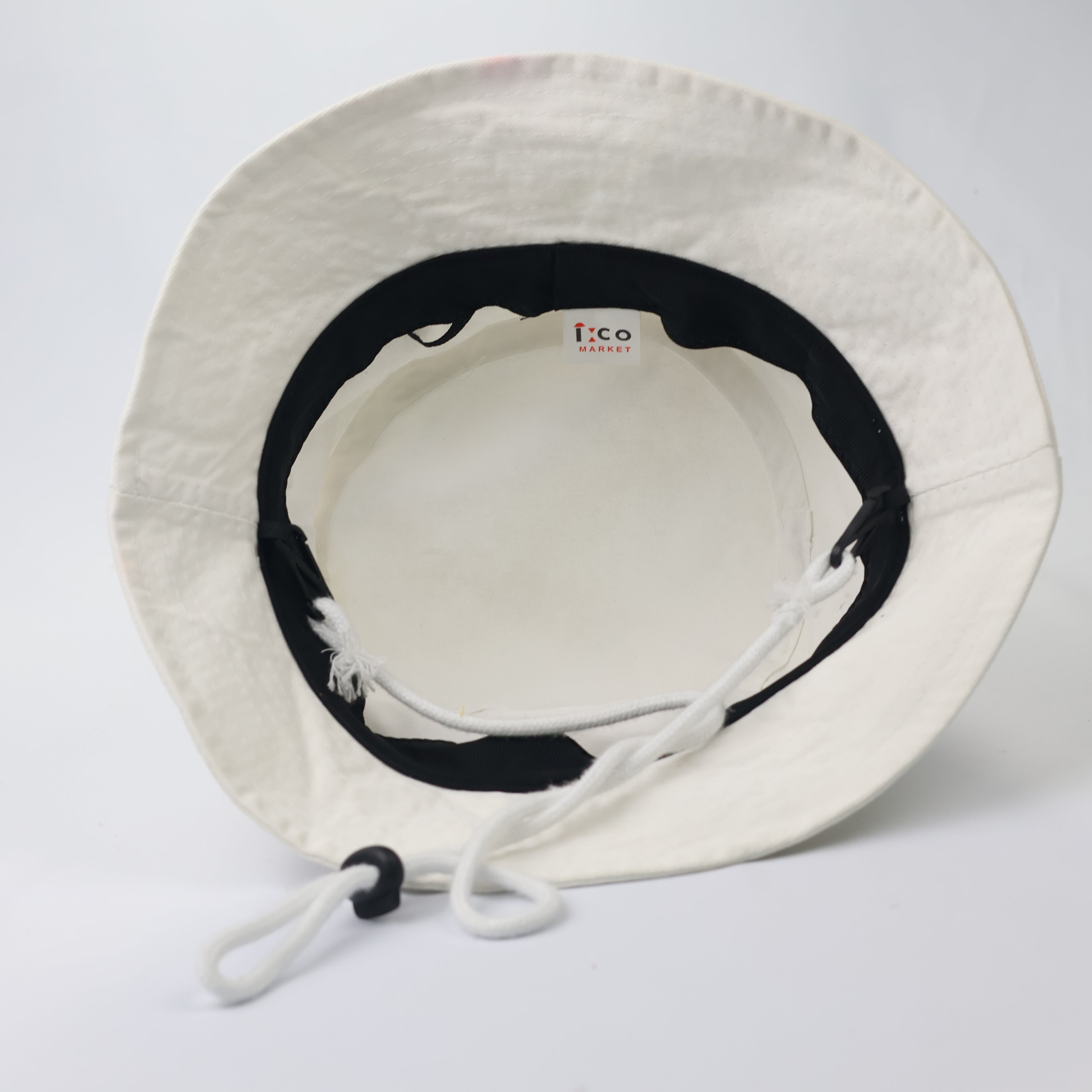 Minimalist Off-White Bucket Hat with Adjustable Chin Strap - Thrifted