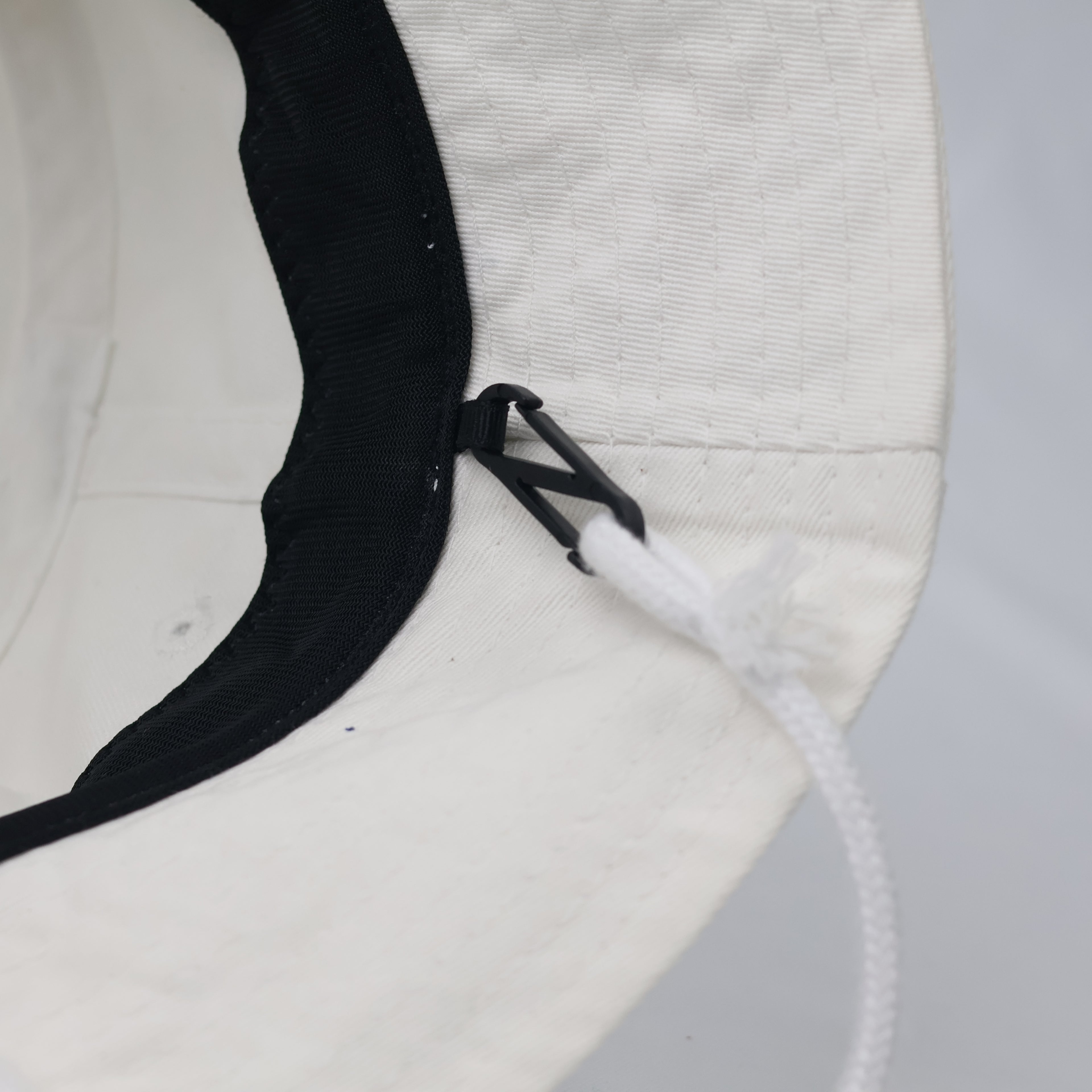 Minimalist Off-White Bucket Hat with Adjustable Chin Strap - Thrifted