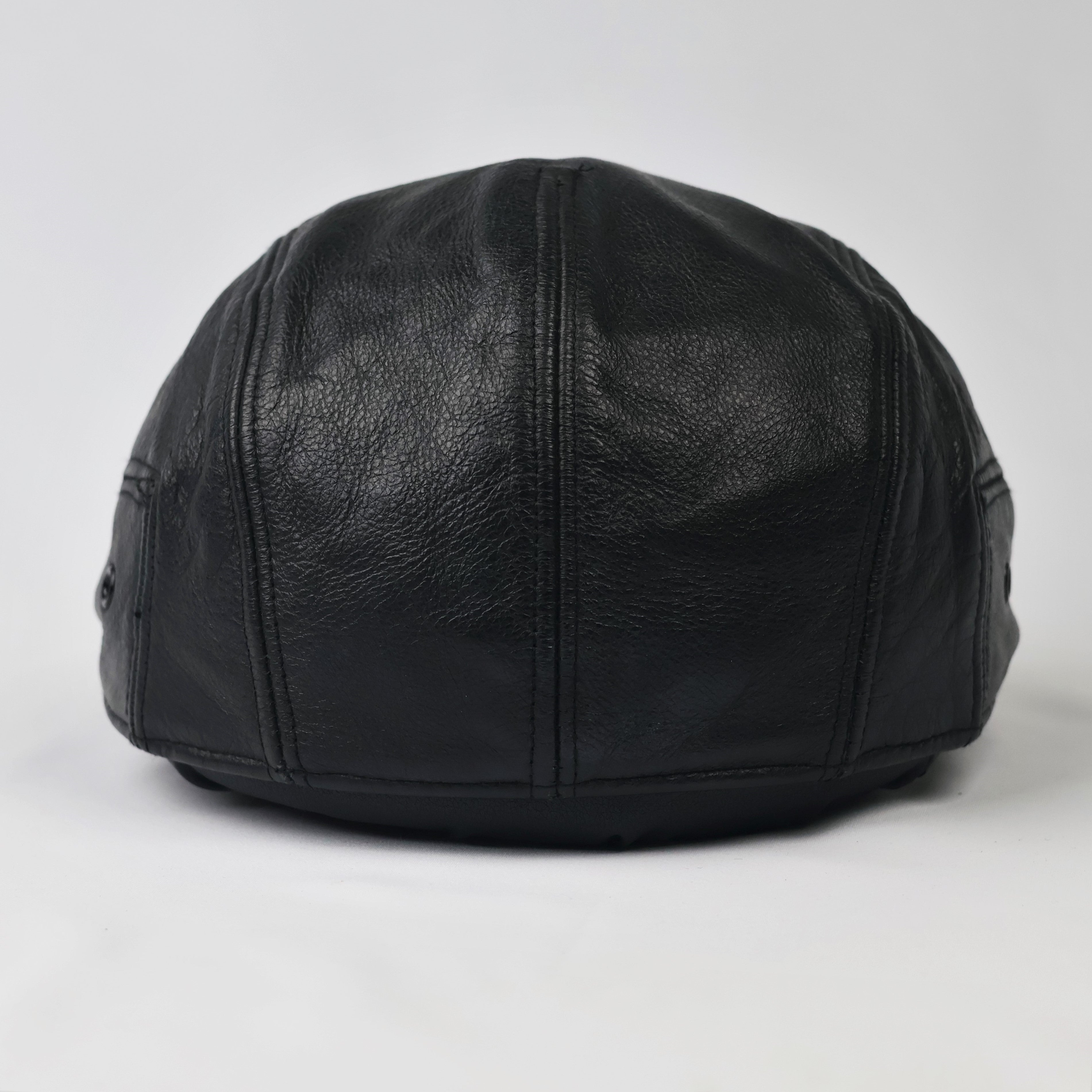 Bear-S Premium Black Genuine Leather Flat Cap - Vintage Ivy Hat