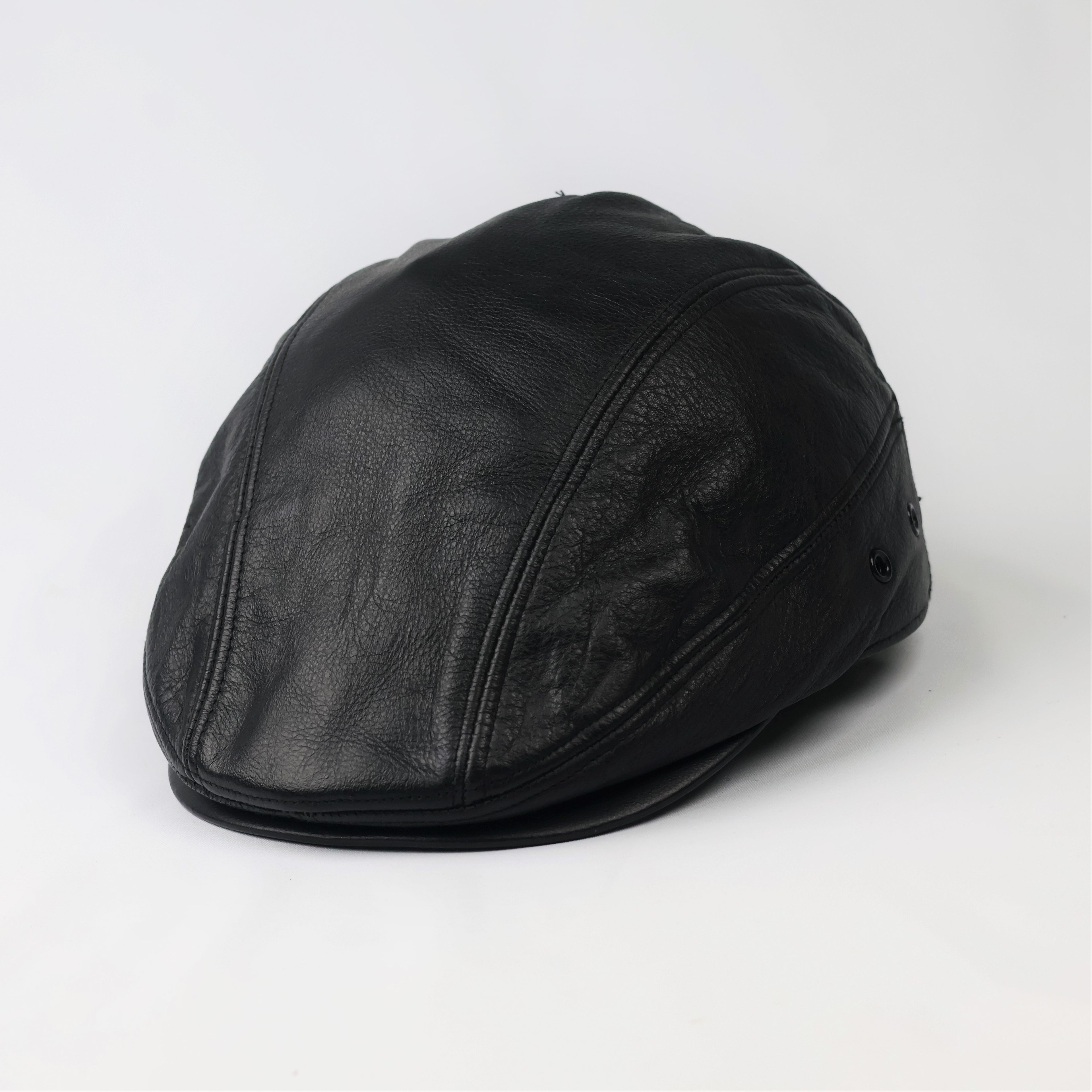 Bear-S Premium Black Genuine Leather Flat Cap - Vintage Ivy Hat