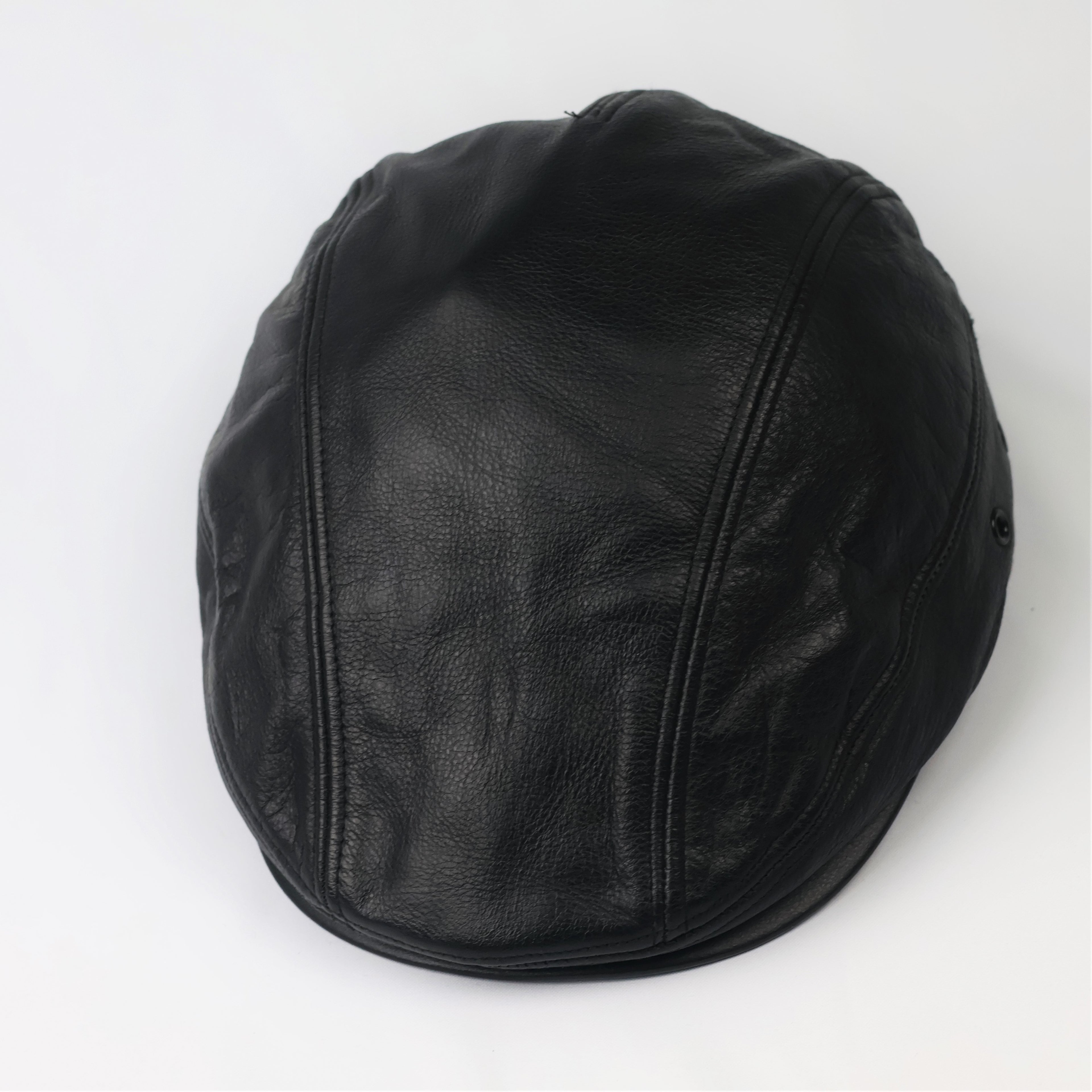 Bear-S Premium Black Genuine Leather Flat Cap - Vintage Ivy Hat