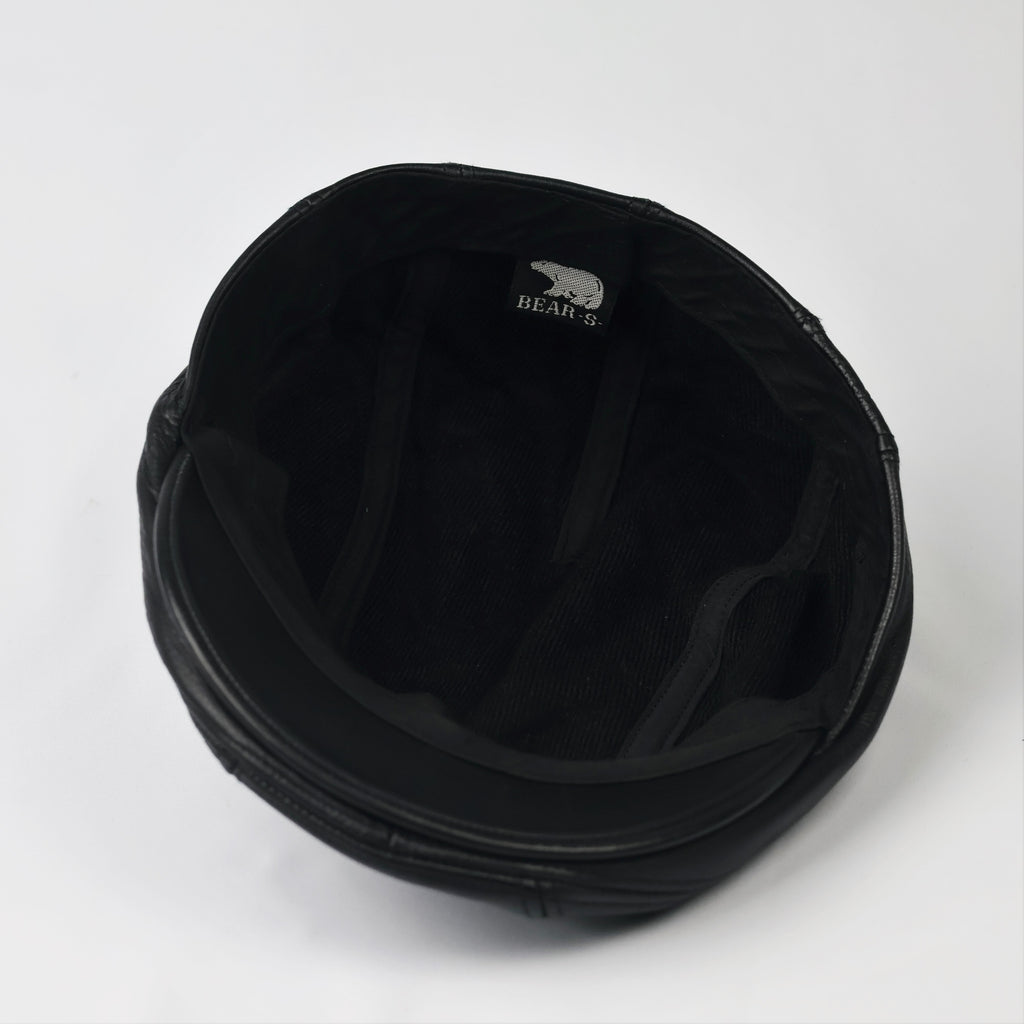 Bear-S Premium Black Genuine Leather Flat Cap - Vintage Ivy Hat