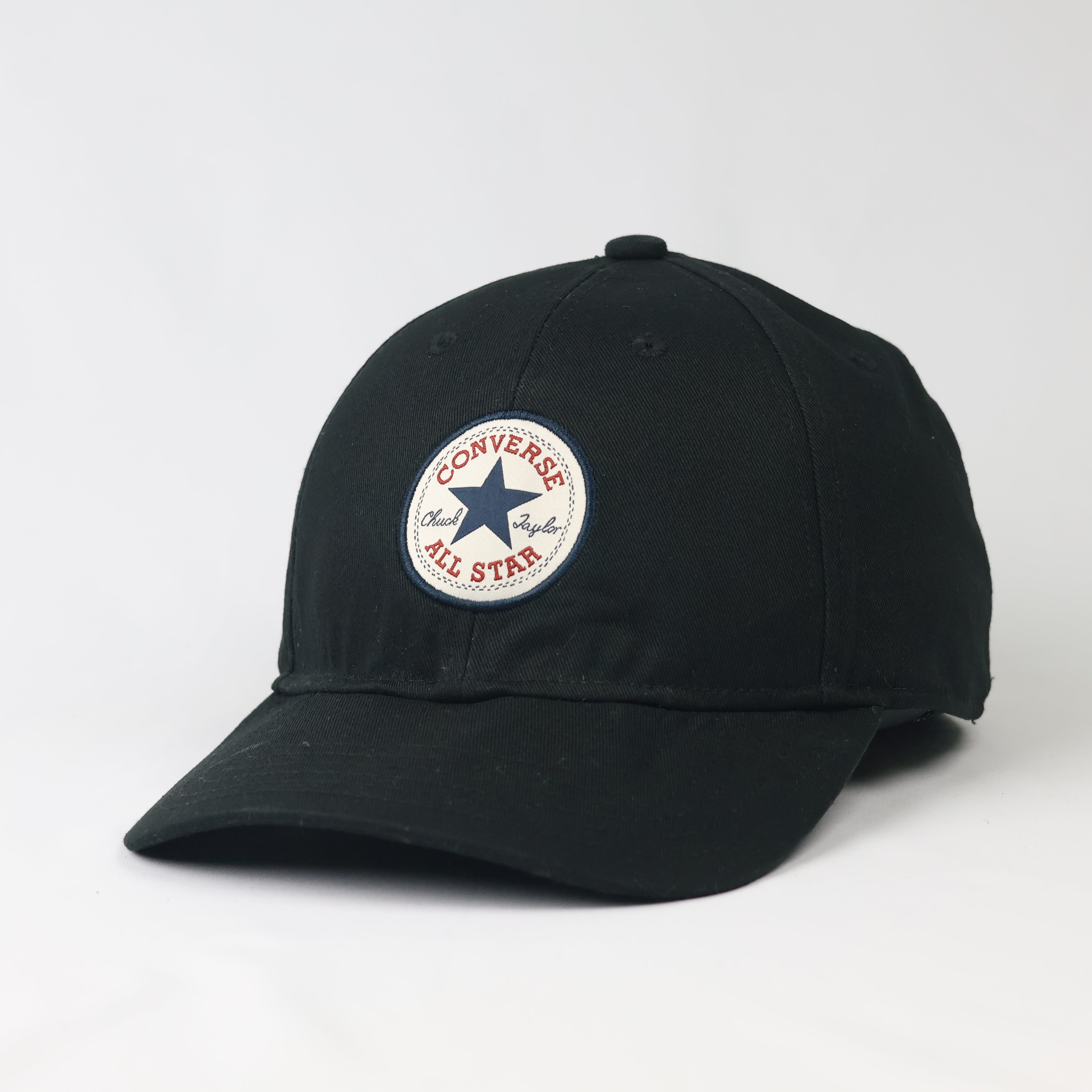 Classic Black Converse Cotton Thrifted Cap with Embroidered Patch