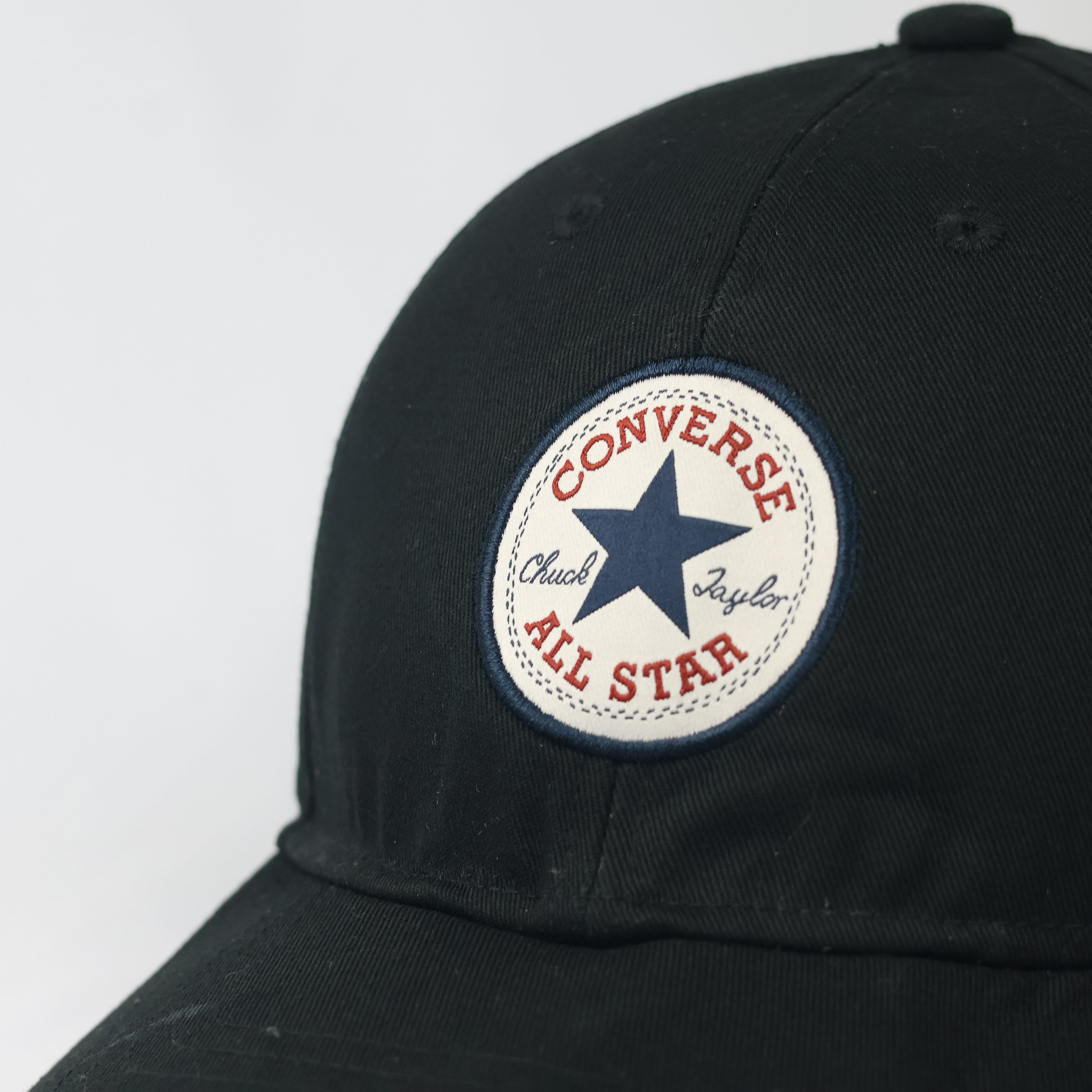 Classic Black Converse Cotton Thrifted Cap with Embroidered Patch
