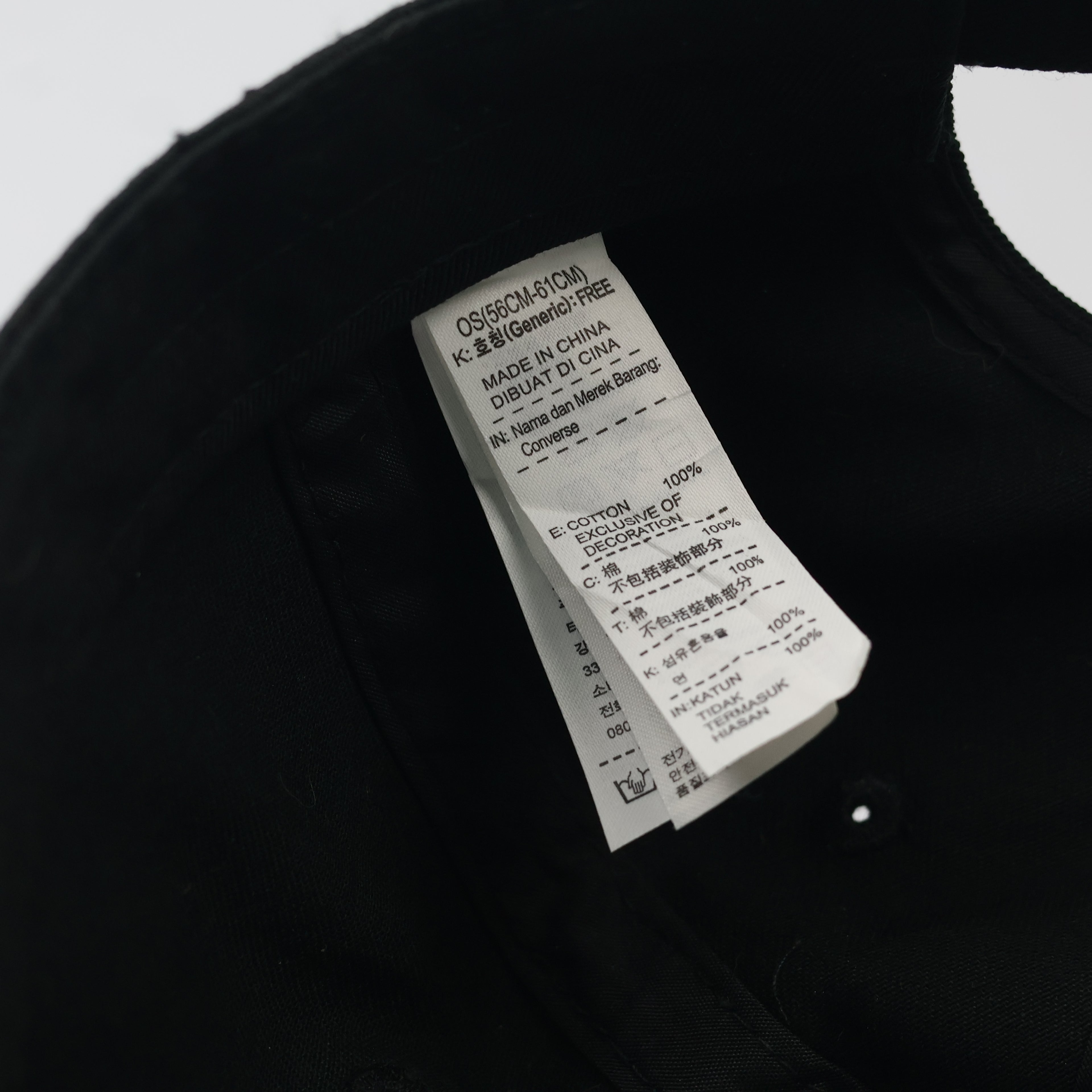 Classic Black Converse Cotton Thrifted Cap with Embroidered Patch