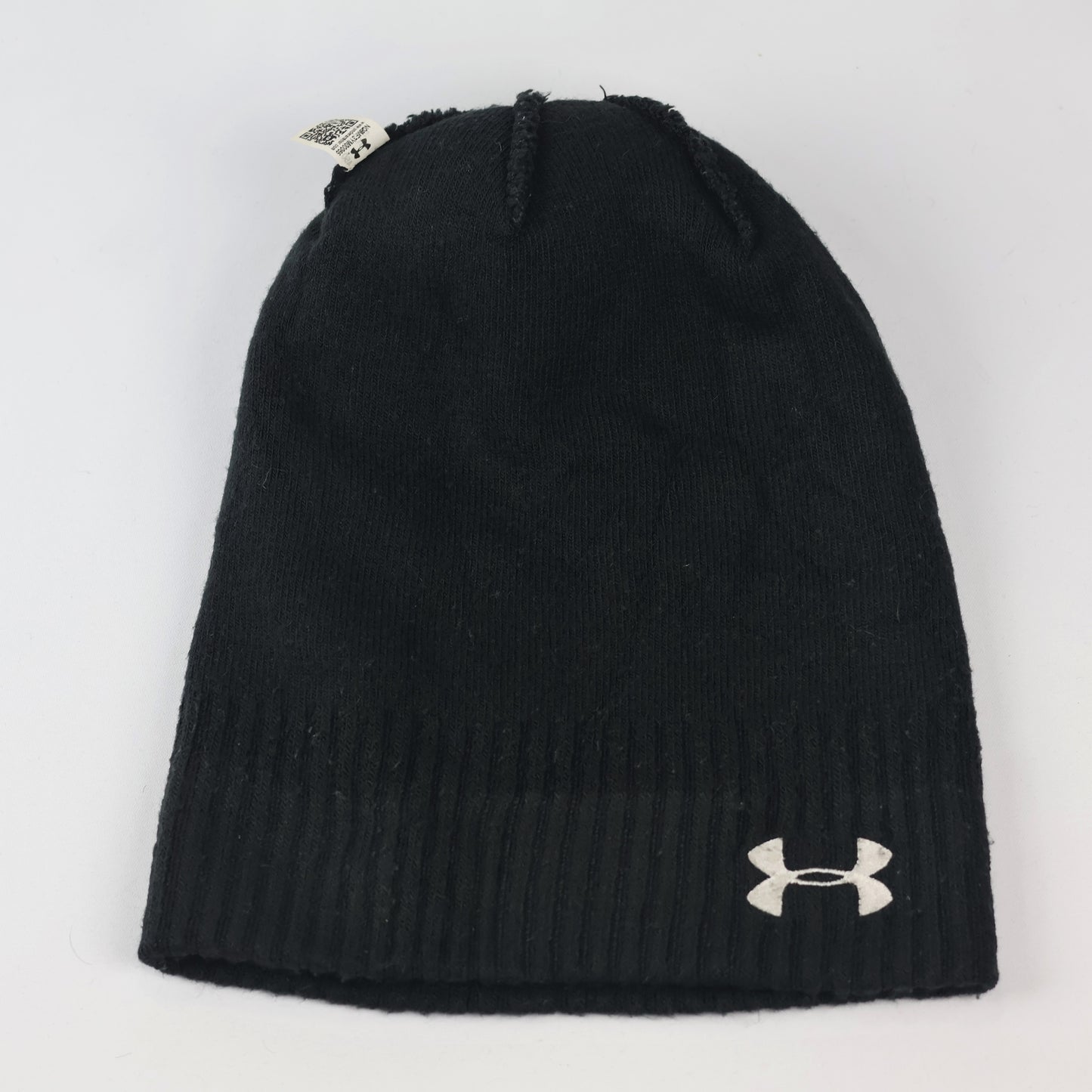 Under Armour Youth Black and white Pom Thrifted Beanie - ColdGear Winter Hat