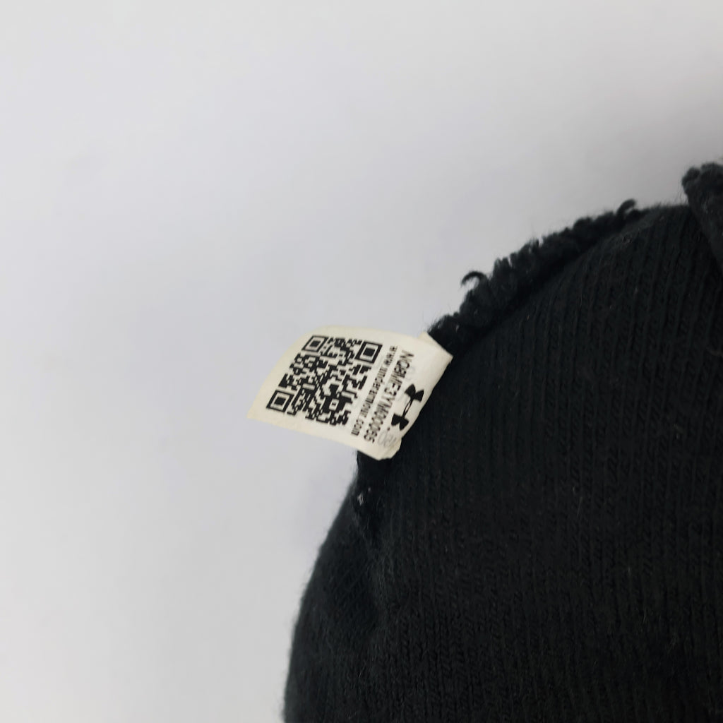 Under Armour Youth Black and white Pom Thrifted Beanie - ColdGear Winter Hat