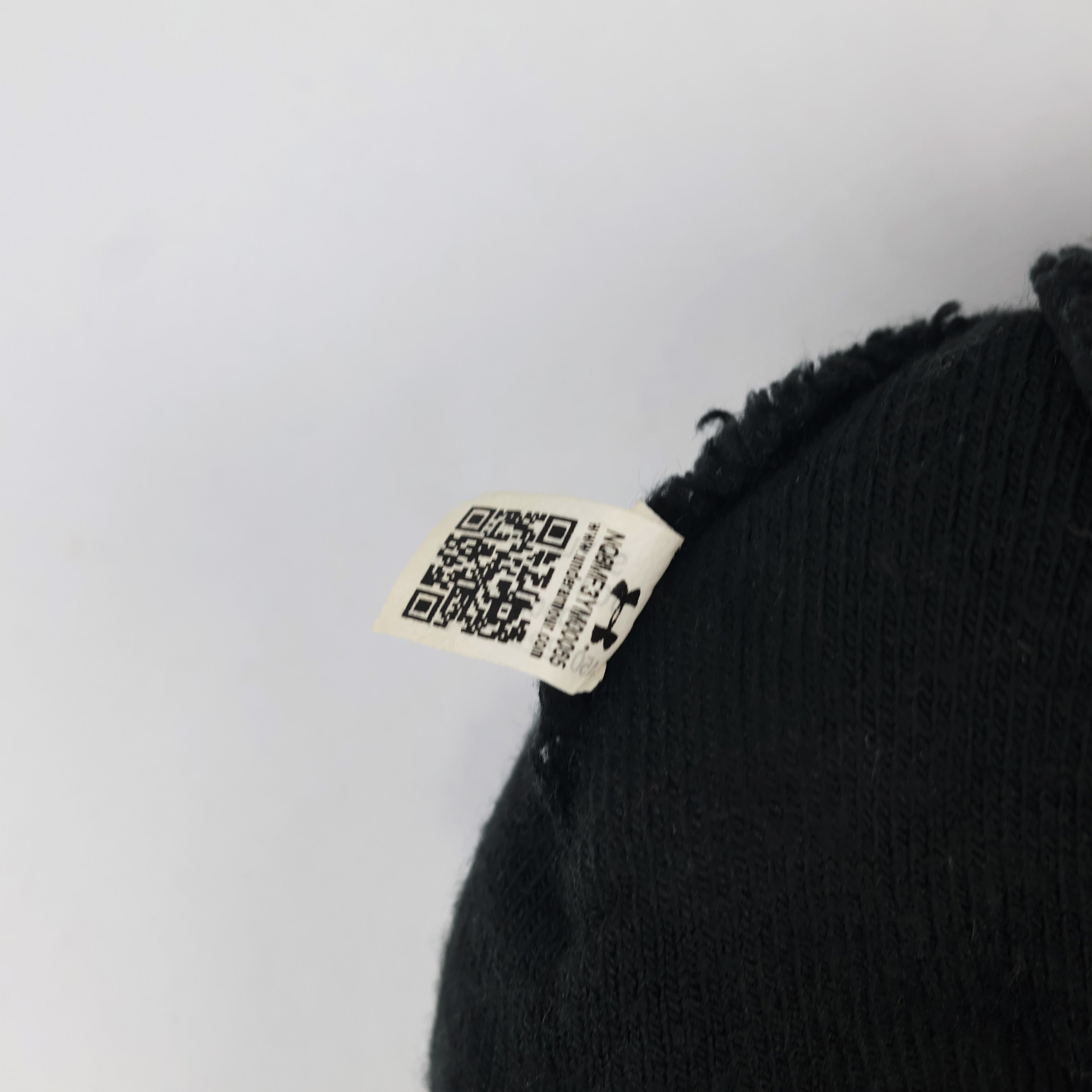 Under Armour Youth Black and white Pom Thrifted Beanie - ColdGear Winter Hat