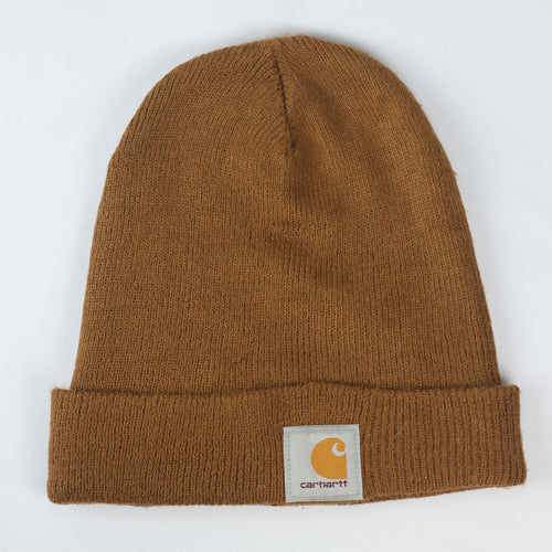 Authentic Carhartt Brown Cuffed Thrifted Beanie - Warm Winter Workwear Hat