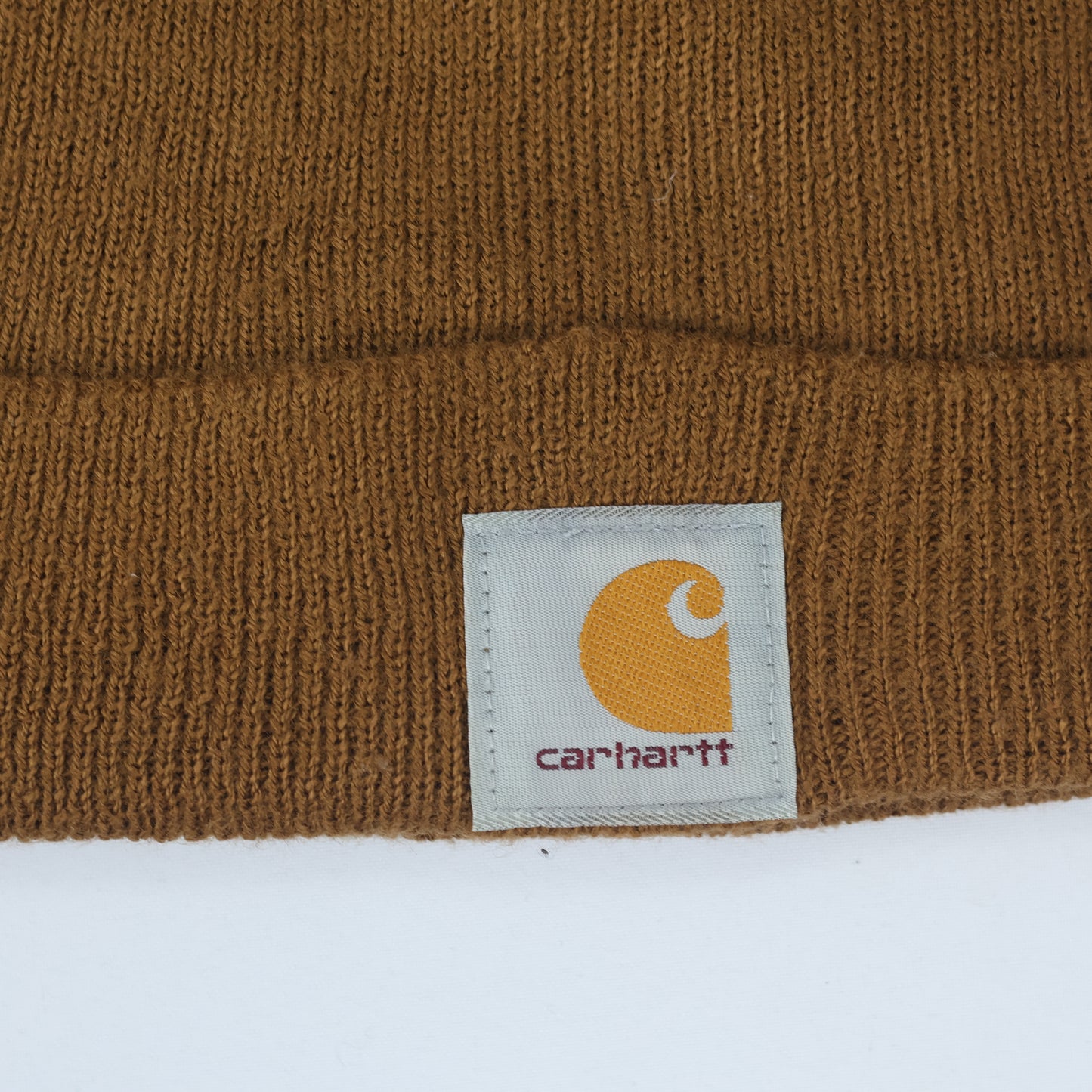 Authentic Carhartt Brown Cuffed Thrifted Beanie - Warm Winter Workwear Hat