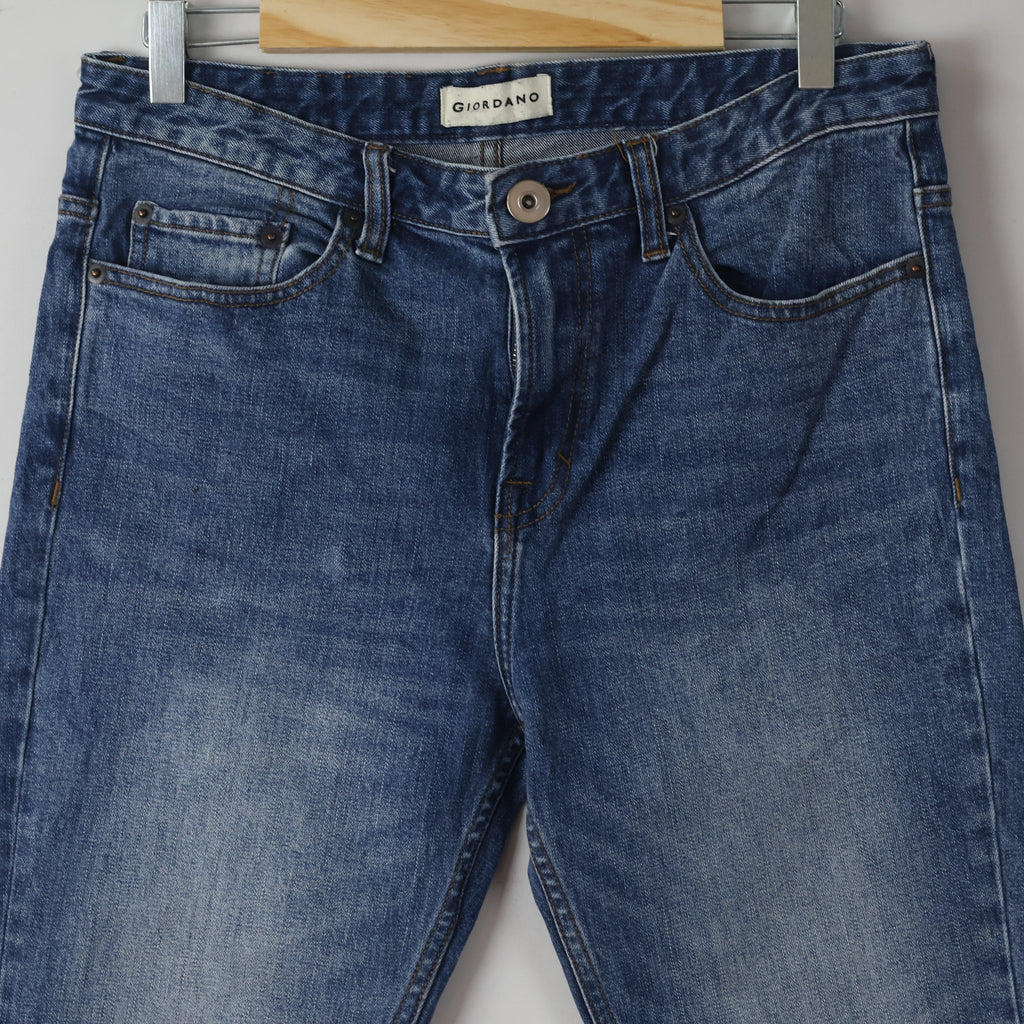 Thrifted Men's Giordano Washed Denim Trousers Waist: 30-32/ J1082