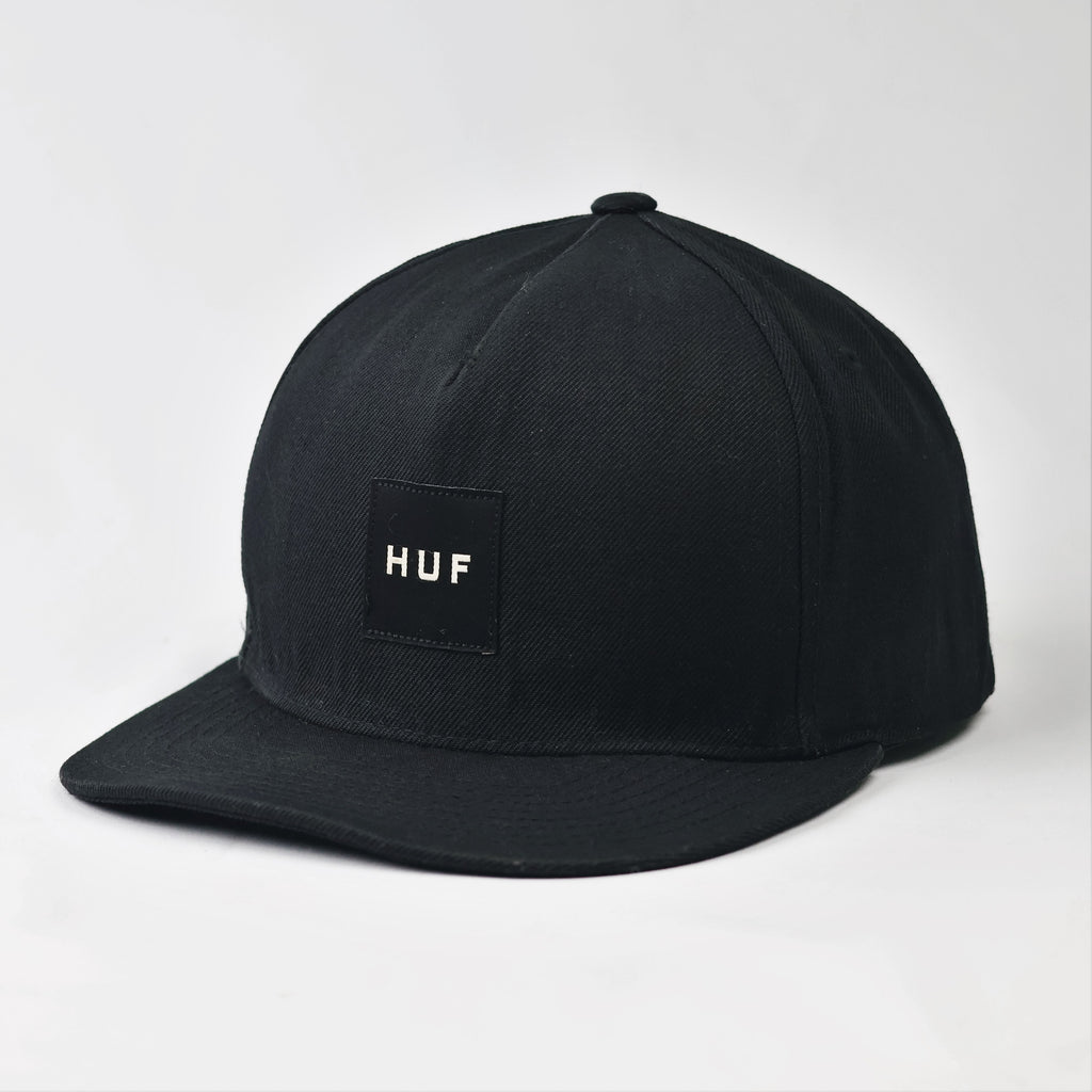 HUF Worldwide Box Logo Thrifted Snapback Hat - Black Streetwear Cap