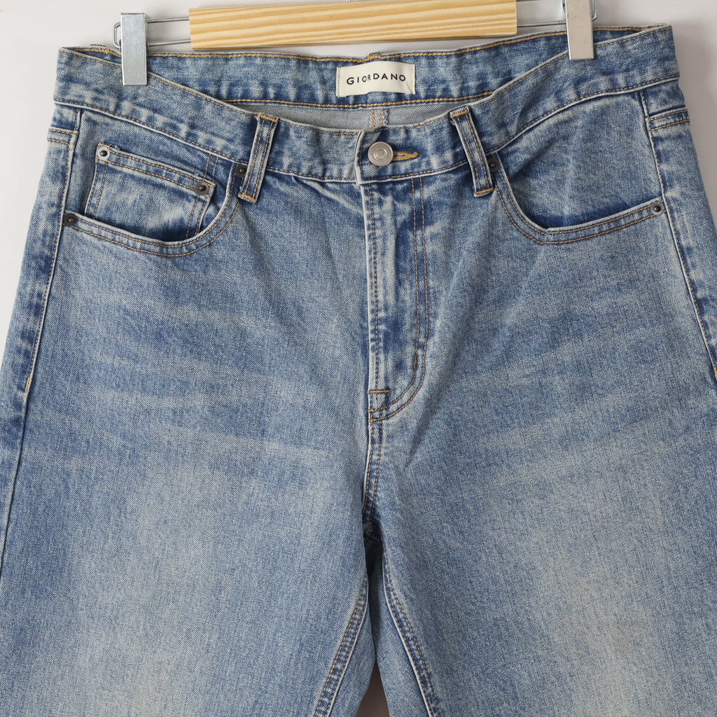 Thrifted Men's Giordano Washed Denim Trousers Waist: 32-33/ J1083