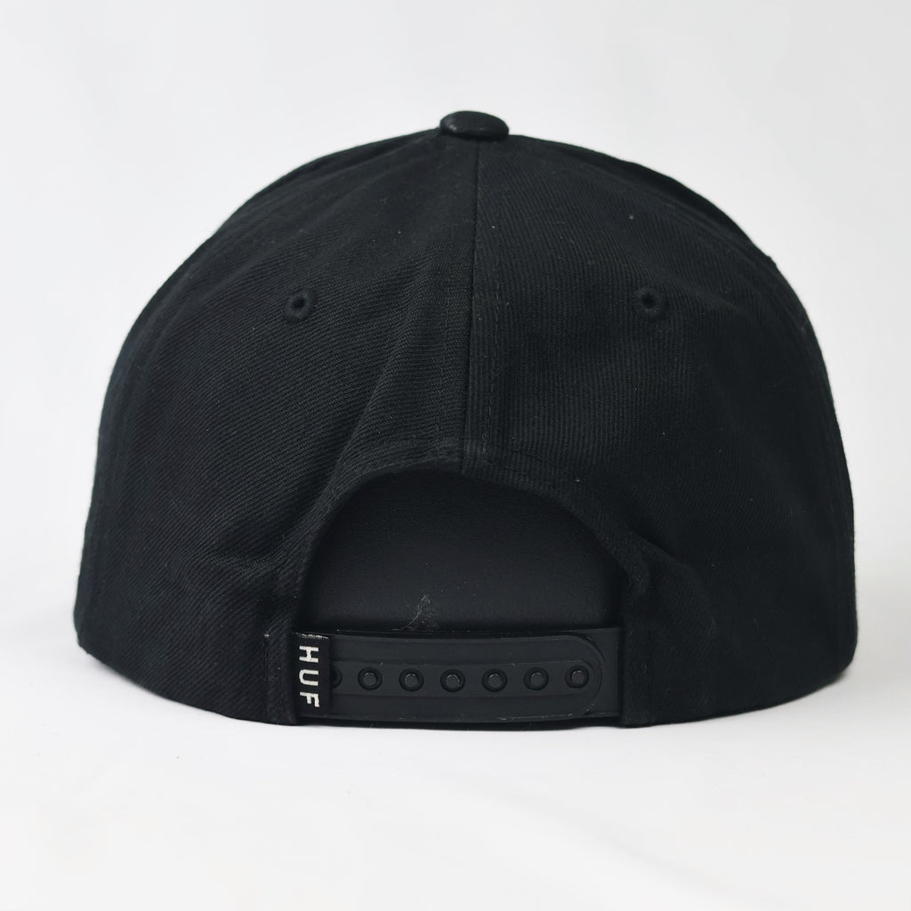 HUF Worldwide Box Logo Thrifted Snapback Hat - Black Streetwear Cap