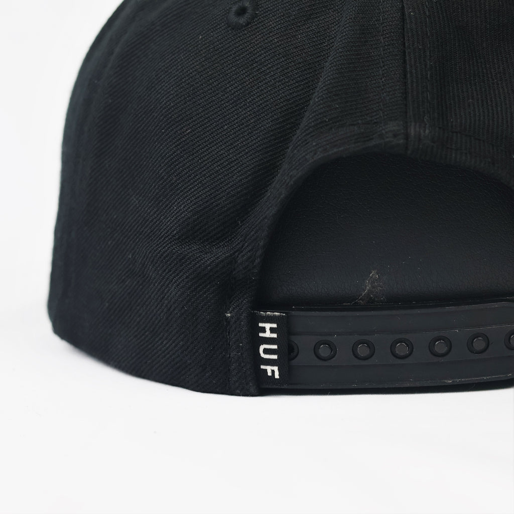 HUF Worldwide Box Logo Thrifted Snapback Hat - Black Streetwear Cap