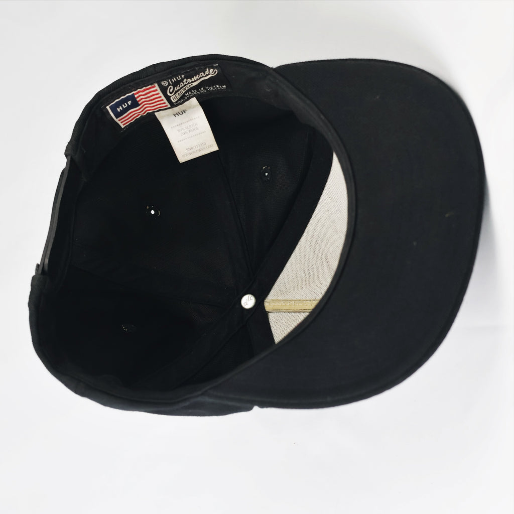 HUF Worldwide Box Logo Thrifted Snapback Hat - Black Streetwear Cap