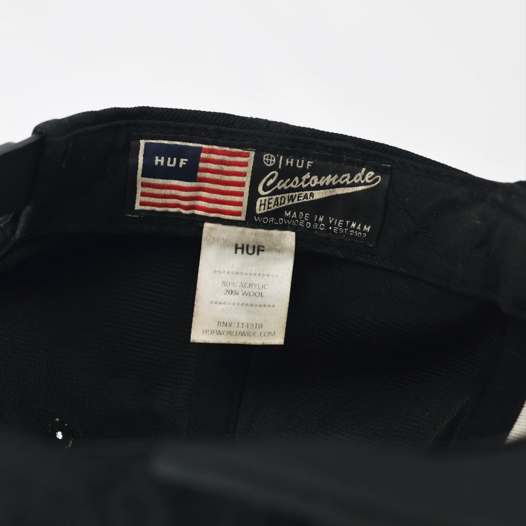 HUF Worldwide Box Logo Thrifted Snapback Hat - Black Streetwear Cap