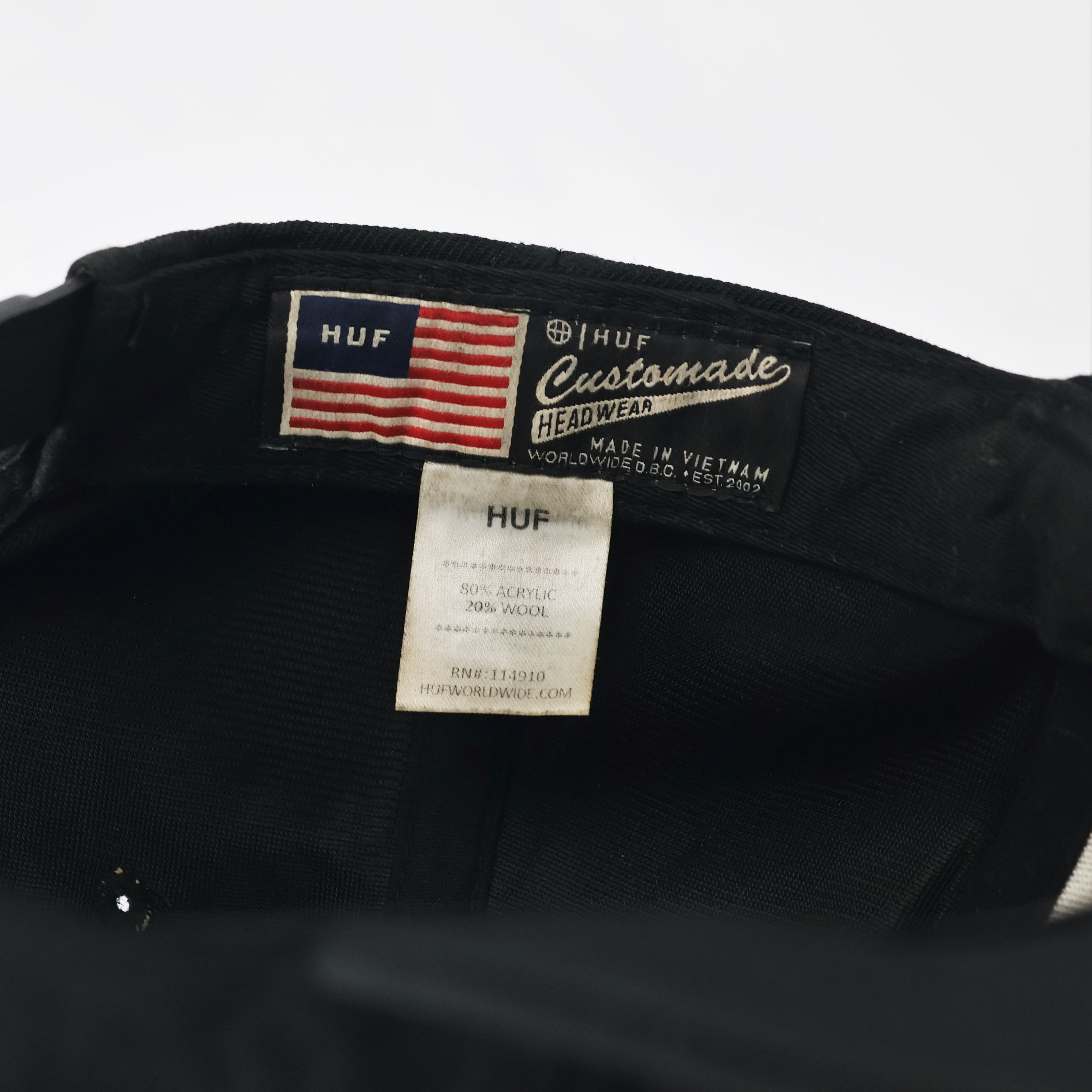 HUF Worldwide Box Logo Thrifted Snapback Hat - Black Streetwear Cap