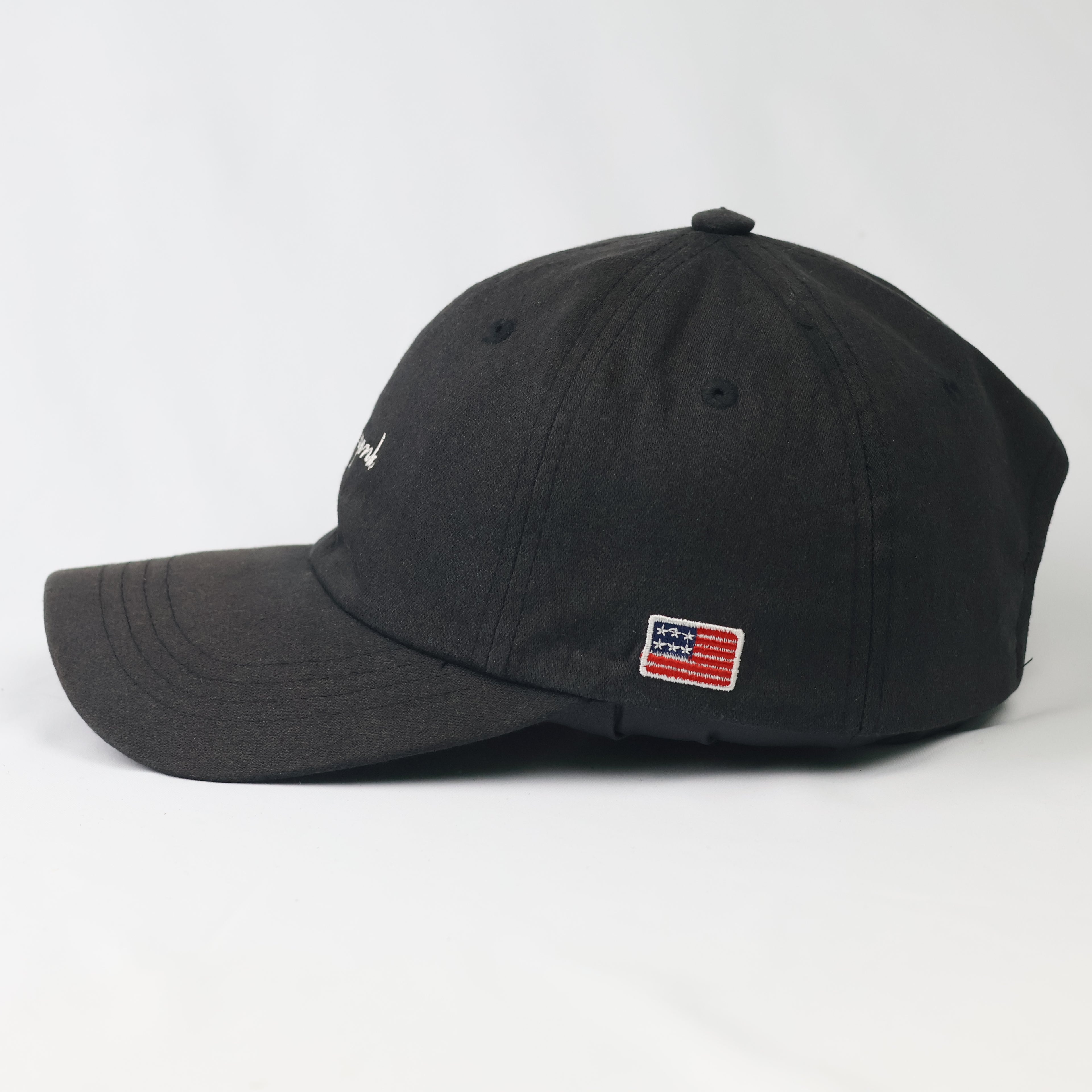 Minimalist Black "New York" Dad Thrifted Hat with USA Flag Detail