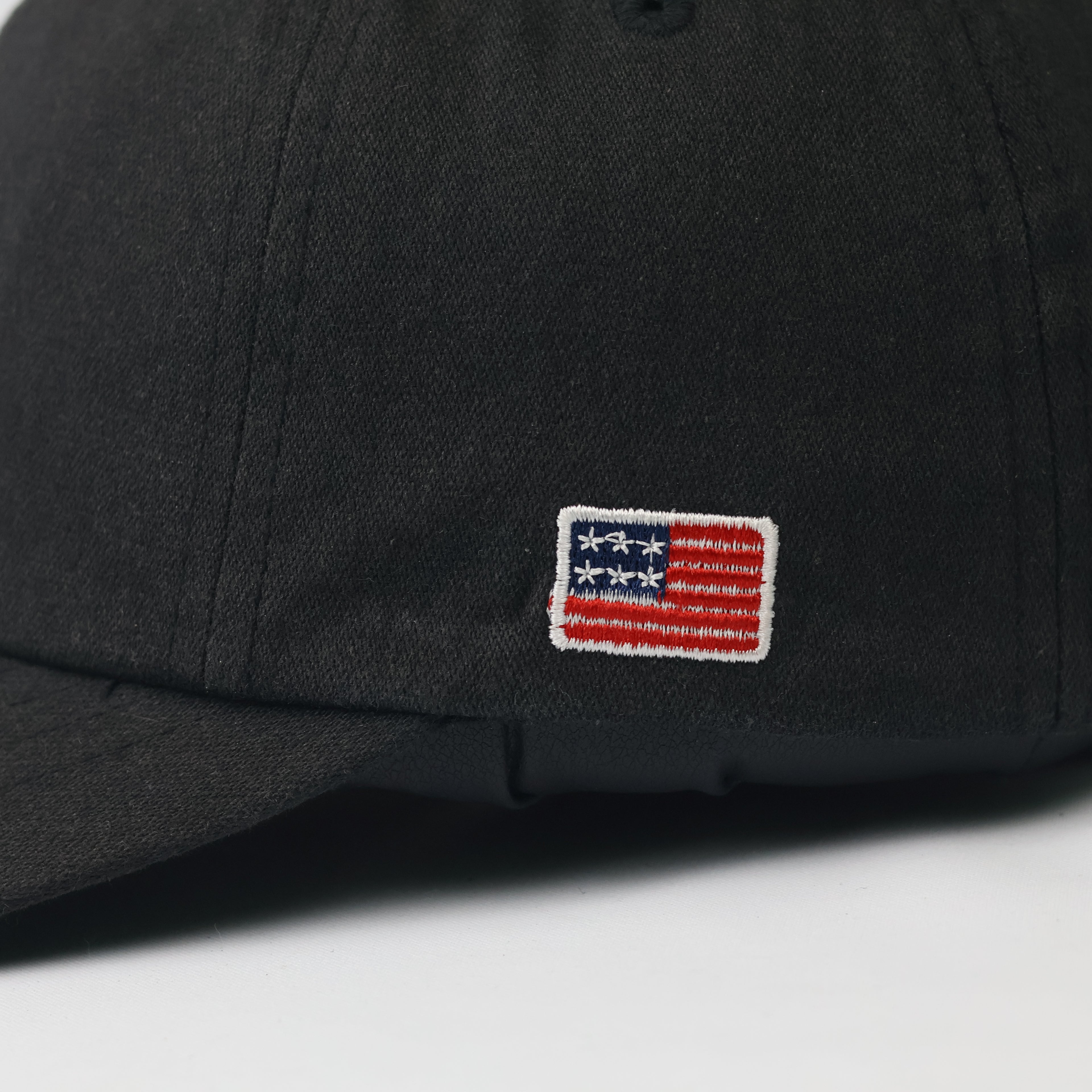 Minimalist Black "New York" Dad Thrifted Hat with USA Flag Detail