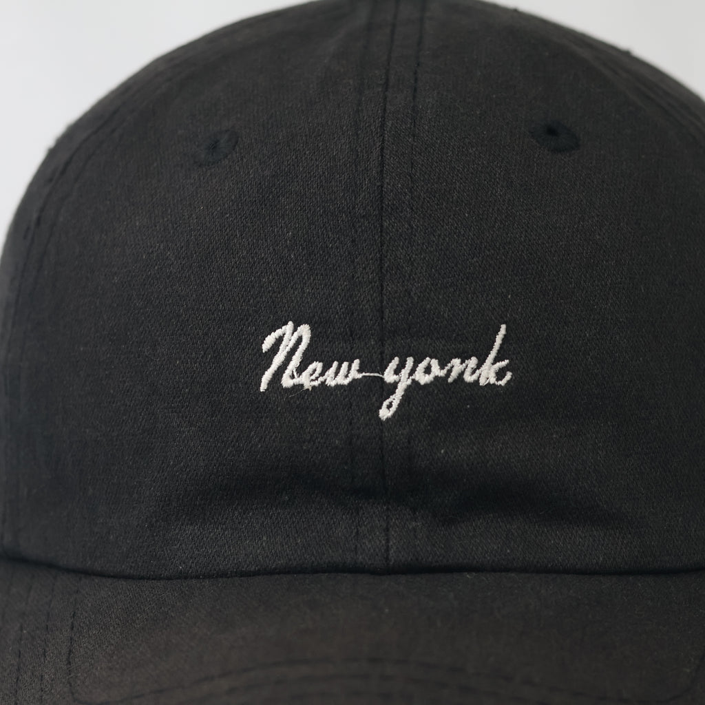 Minimalist Black "New York" Dad Thrifted Hat with USA Flag Detail