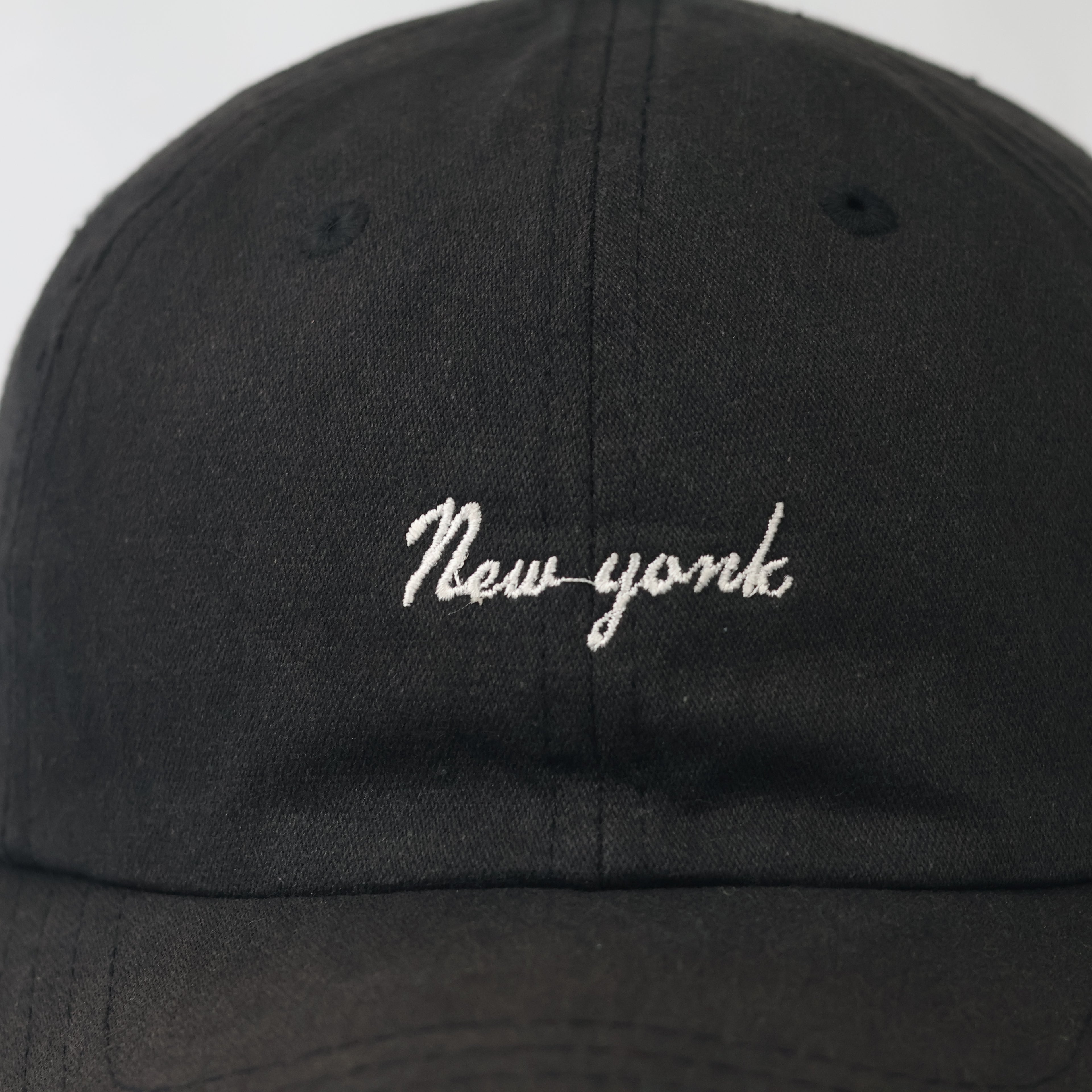 Minimalist Black "New York" Dad Thrifted Hat with USA Flag Detail