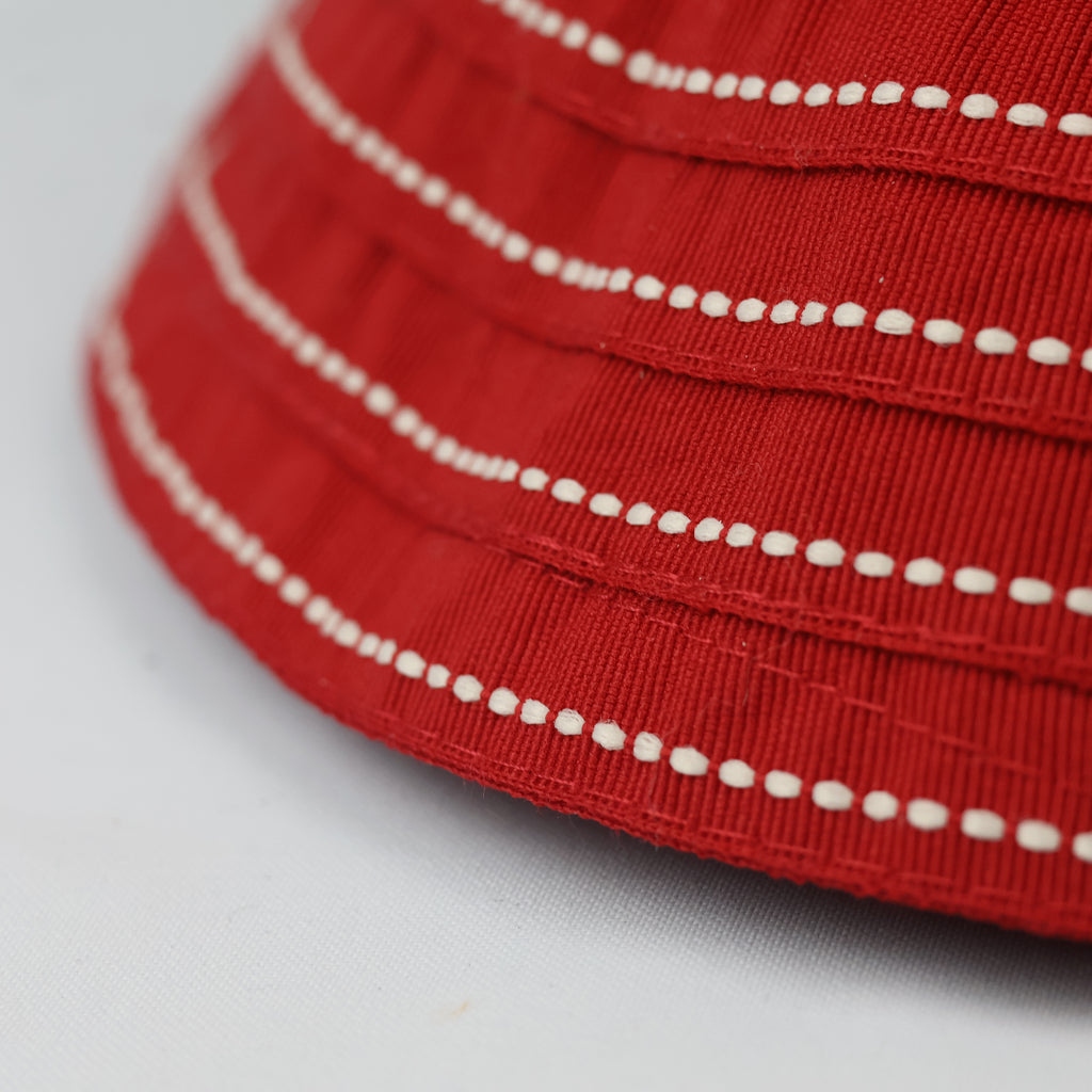 Vintage Red Ribbed Bucket Hat - One Size 57cm