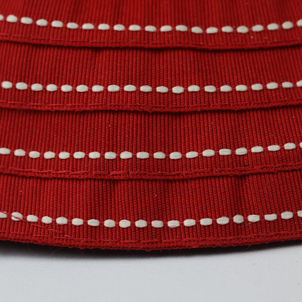 Vintage Red Ribbed Bucket Hat - One Size 57cm
