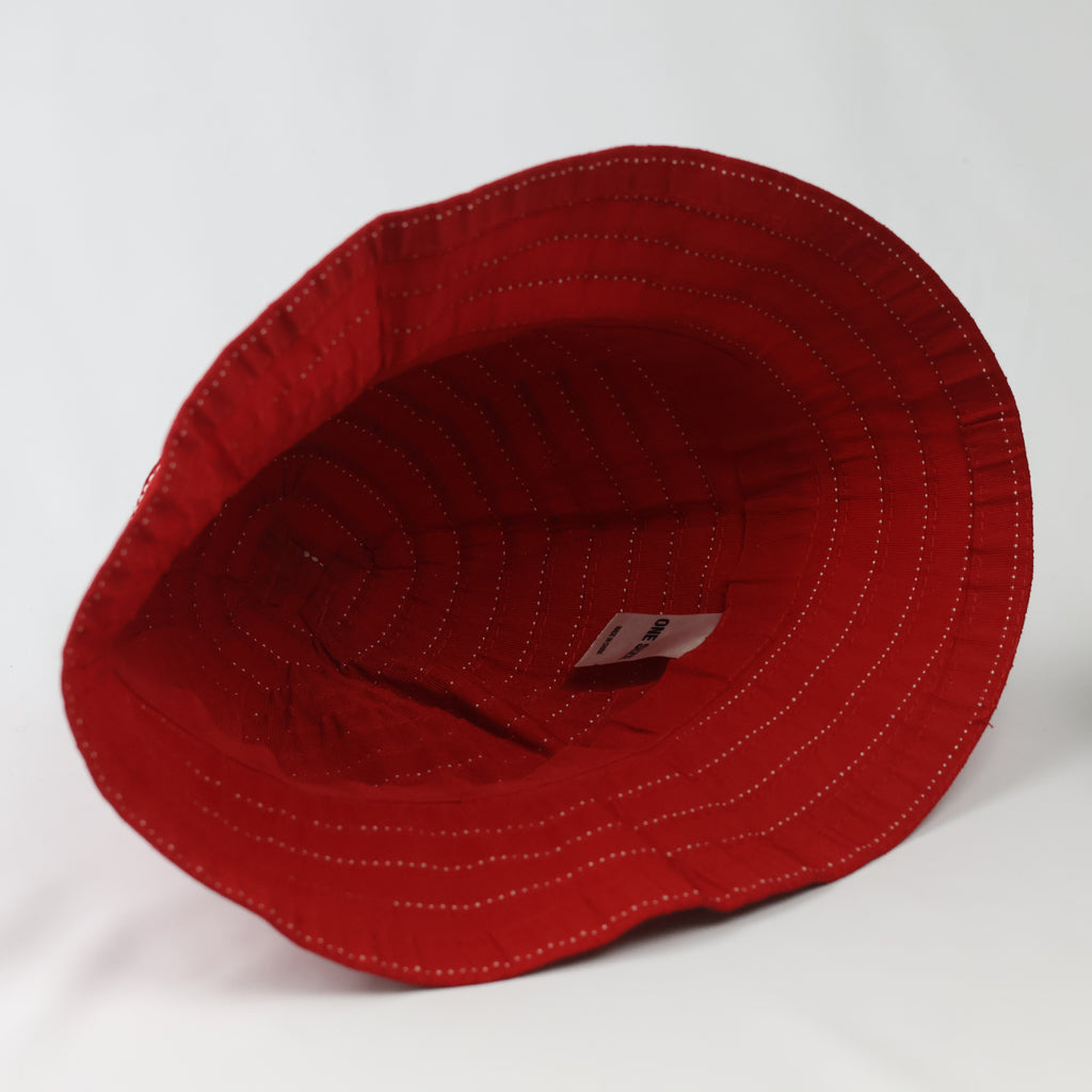 Vintage Red Ribbed Bucket Hat - One Size 57cm