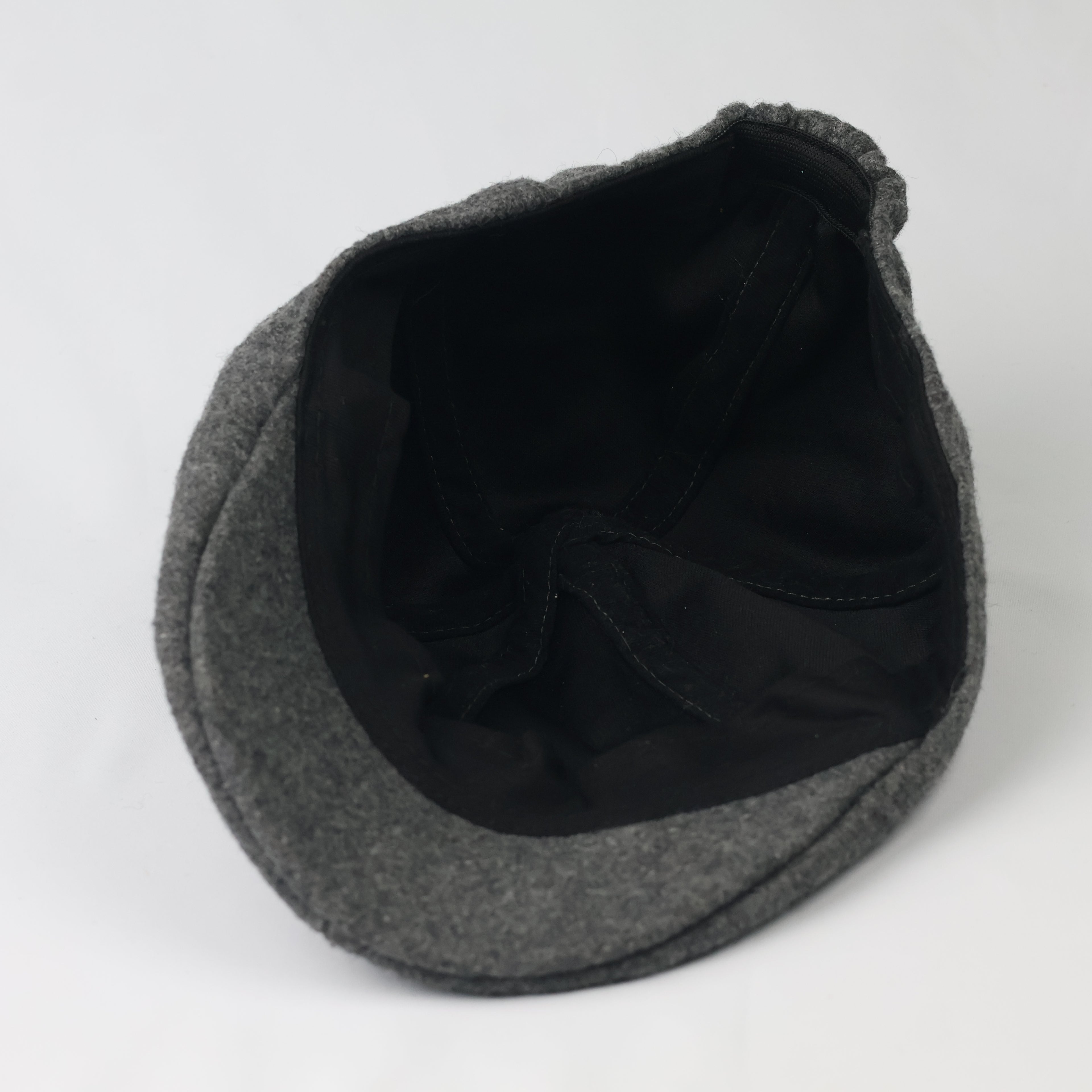 Zara Man Charcoal Grey Wool Blend Flat Thrifted Cap- Woolen