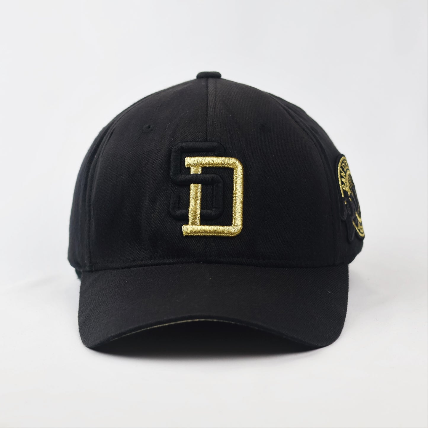 San Diego Padres Black & Gold Flexfit Thrifted Cap - SD Logo with Side Patch L-XXL