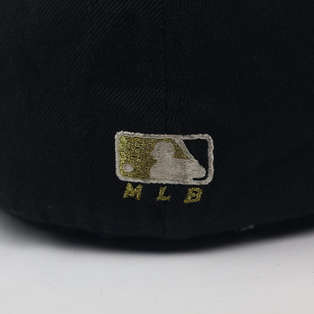 San Diego Padres Black & Gold Flexfit Thrifted Cap - SD Logo with Side Patch L-XXL