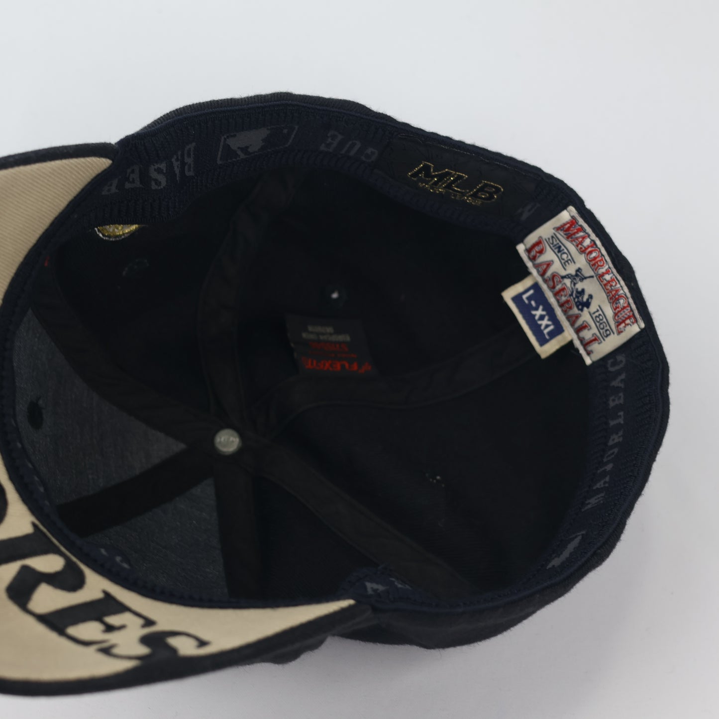 San Diego Padres Black & Gold Flexfit Thrifted Cap - SD Logo with Side Patch L-XXL